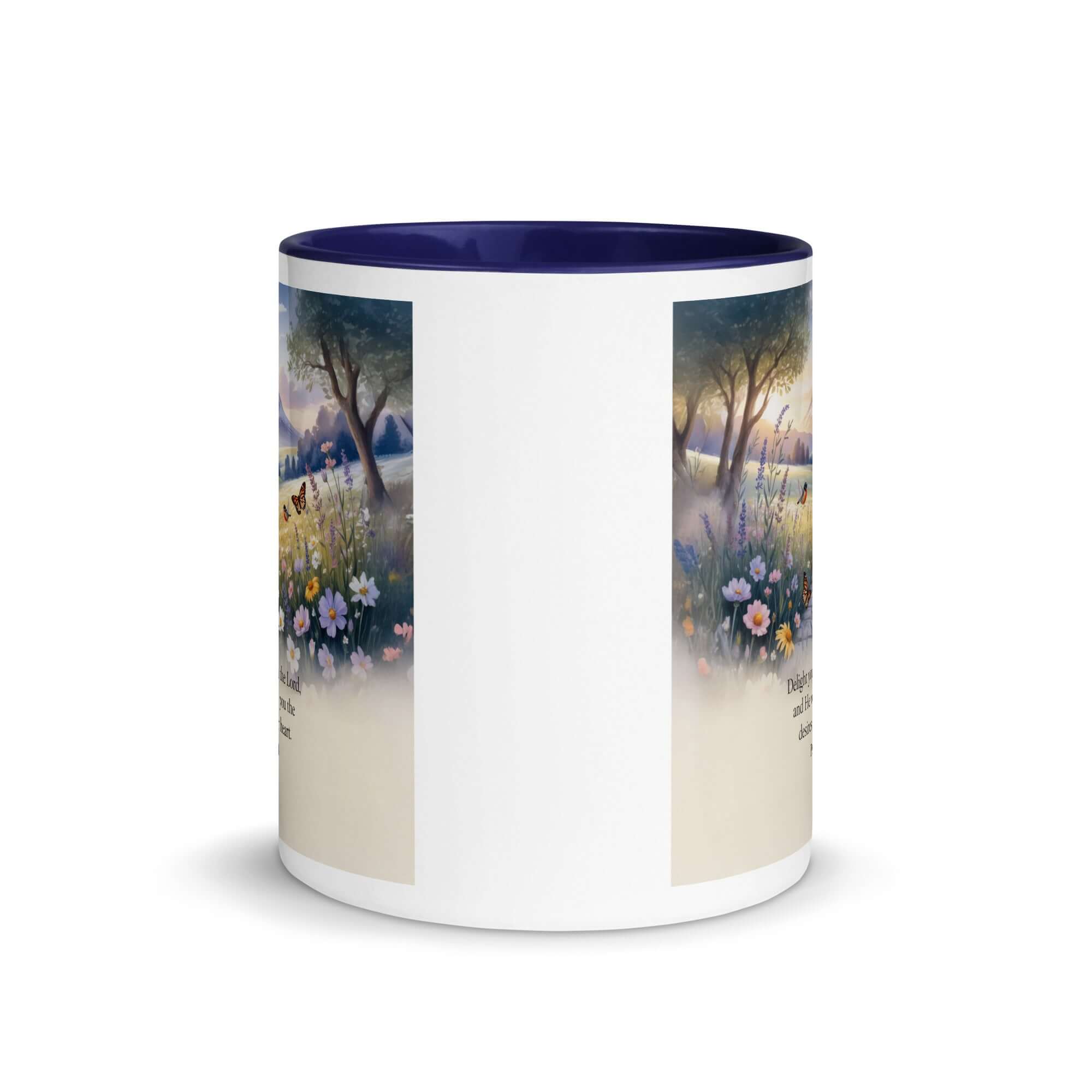 Psalm 37:4 Bible Verse, Delight White Ceramic Mug with Color Inside