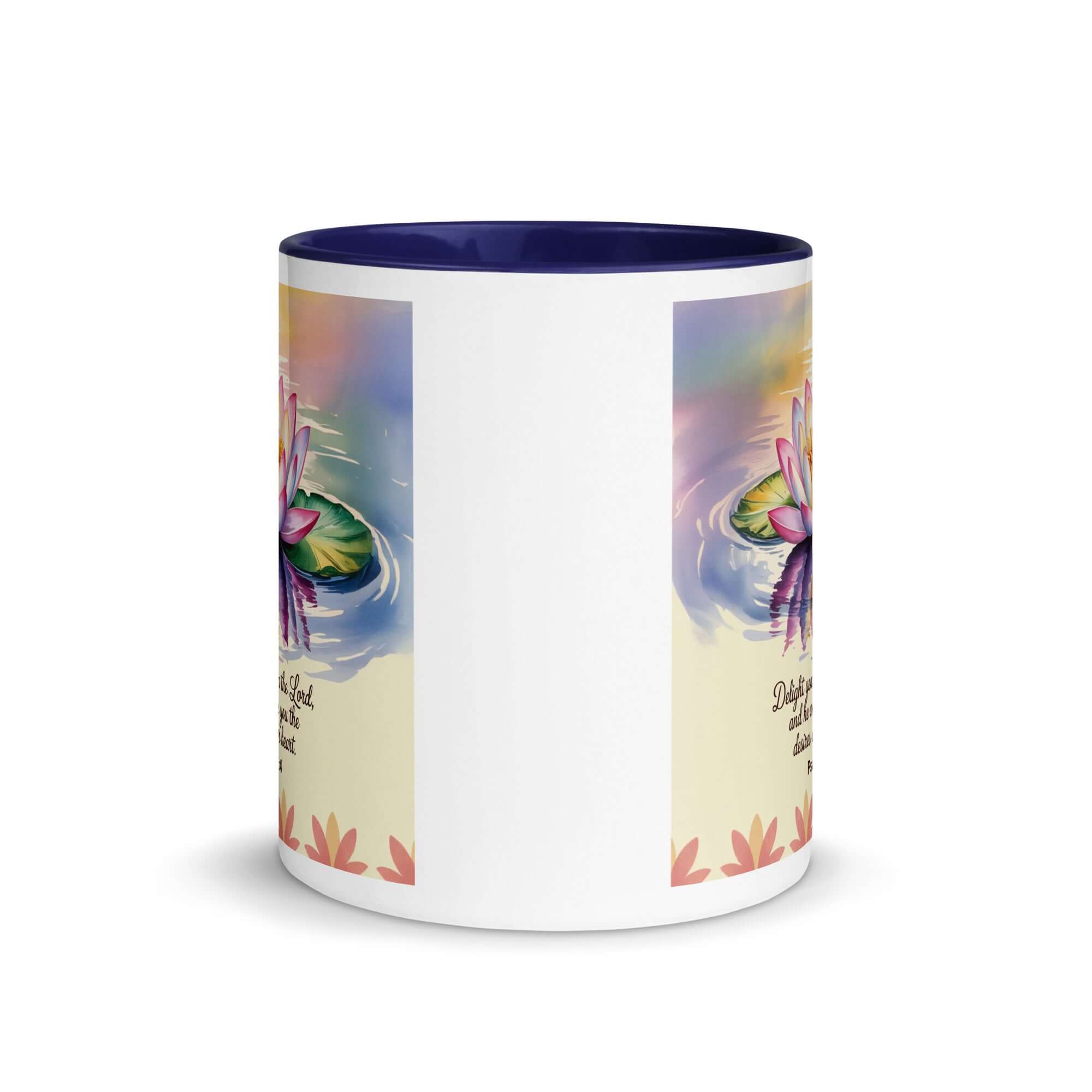 Psalm 37:4 Bible Verse, the Lord White Ceramic Mug with Color Inside