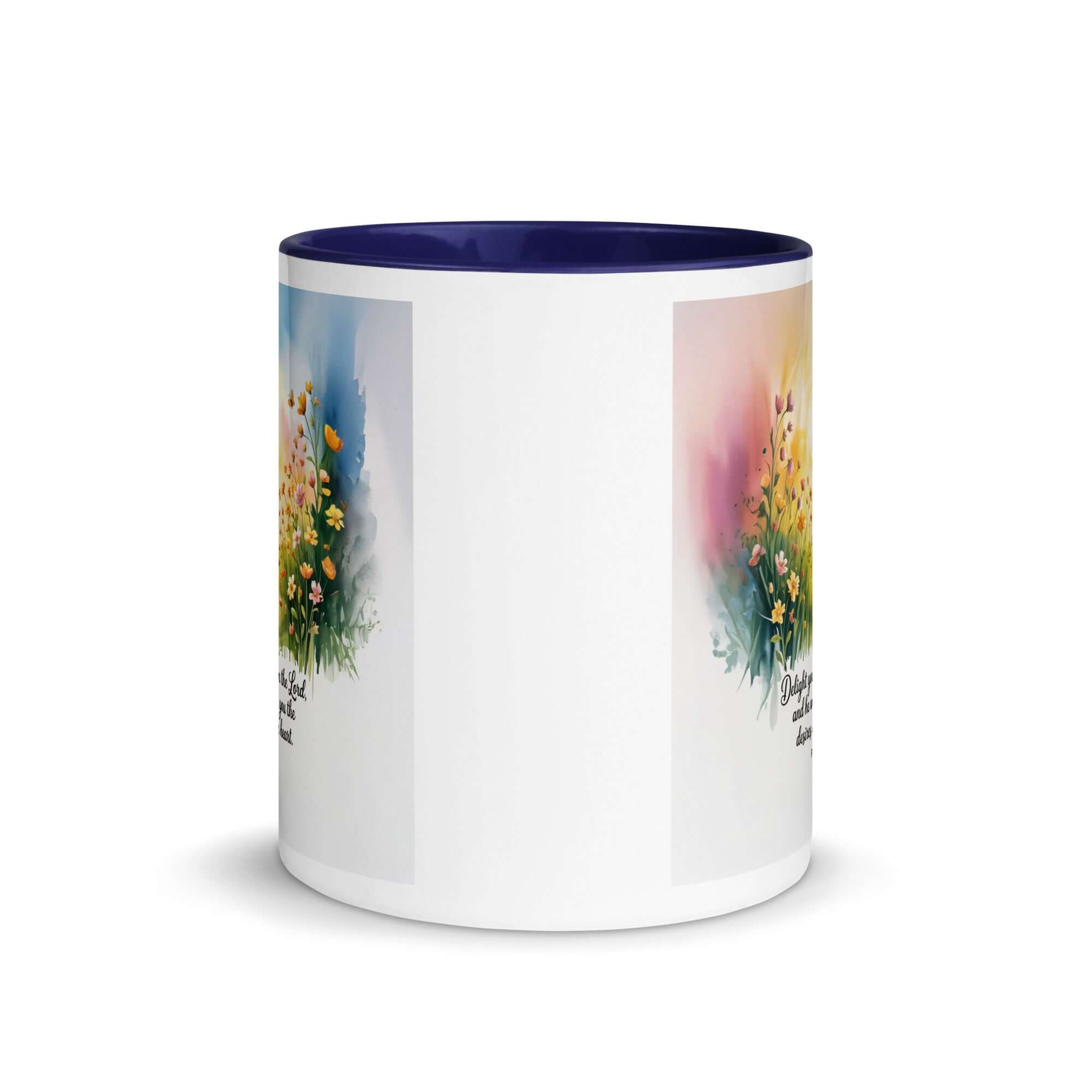 Psalm 37:4 Bible Verse, will give White Ceramic Mug with Color Inside