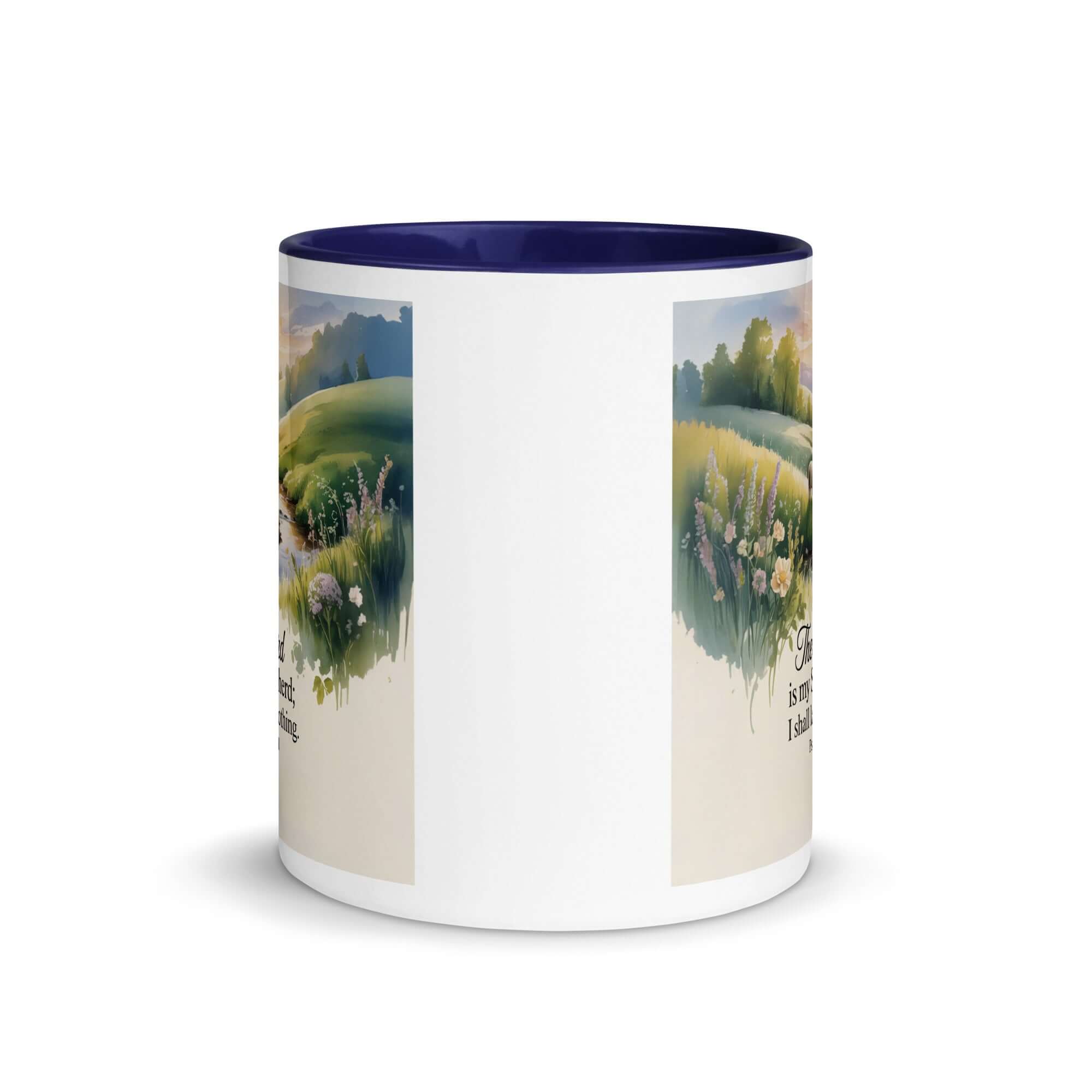 Psalm 23:1 Bible Verse, Lord White Ceramic Mug with Color Inside