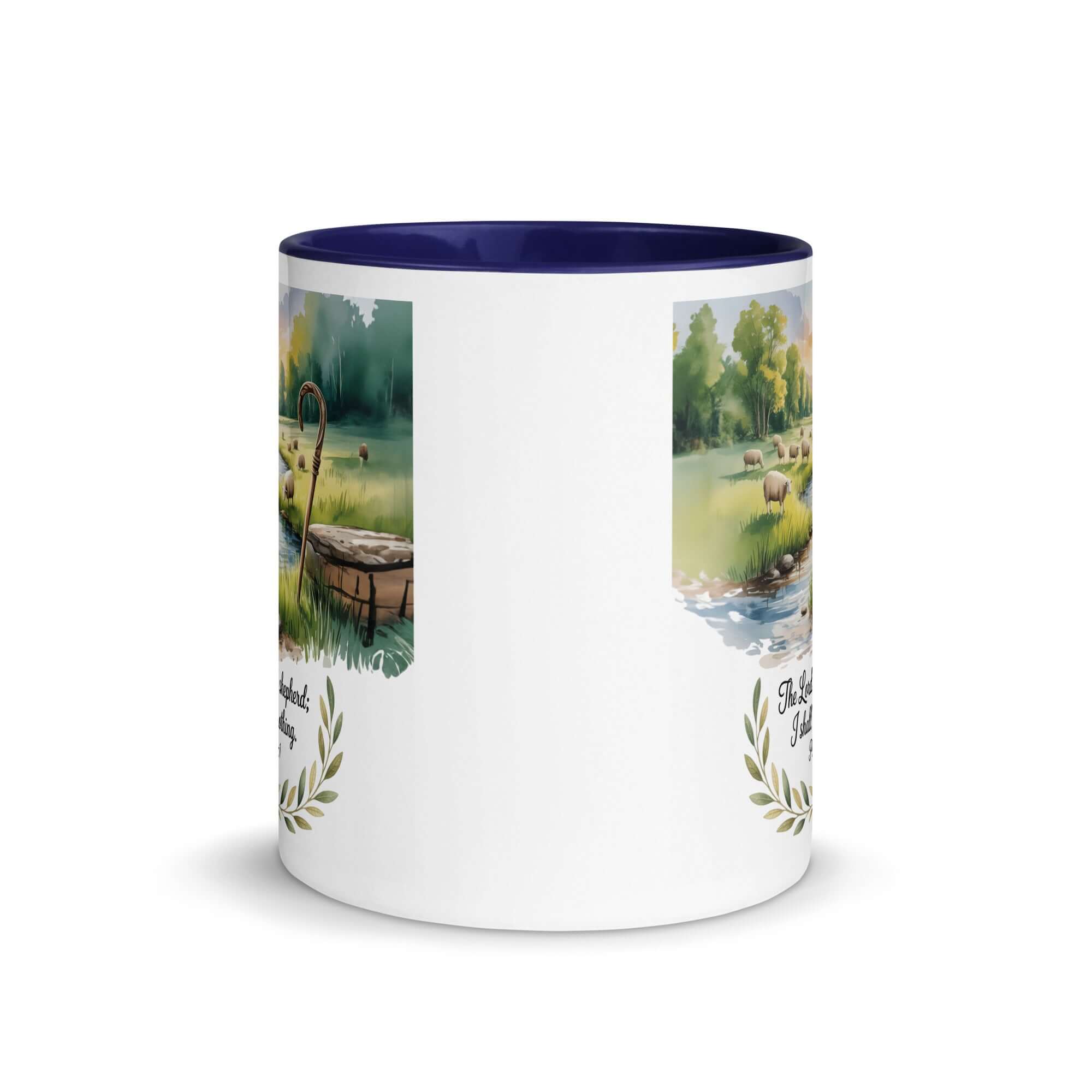Psalm 23:1 Bible Verse, is my White Ceramic Mug with Color Inside