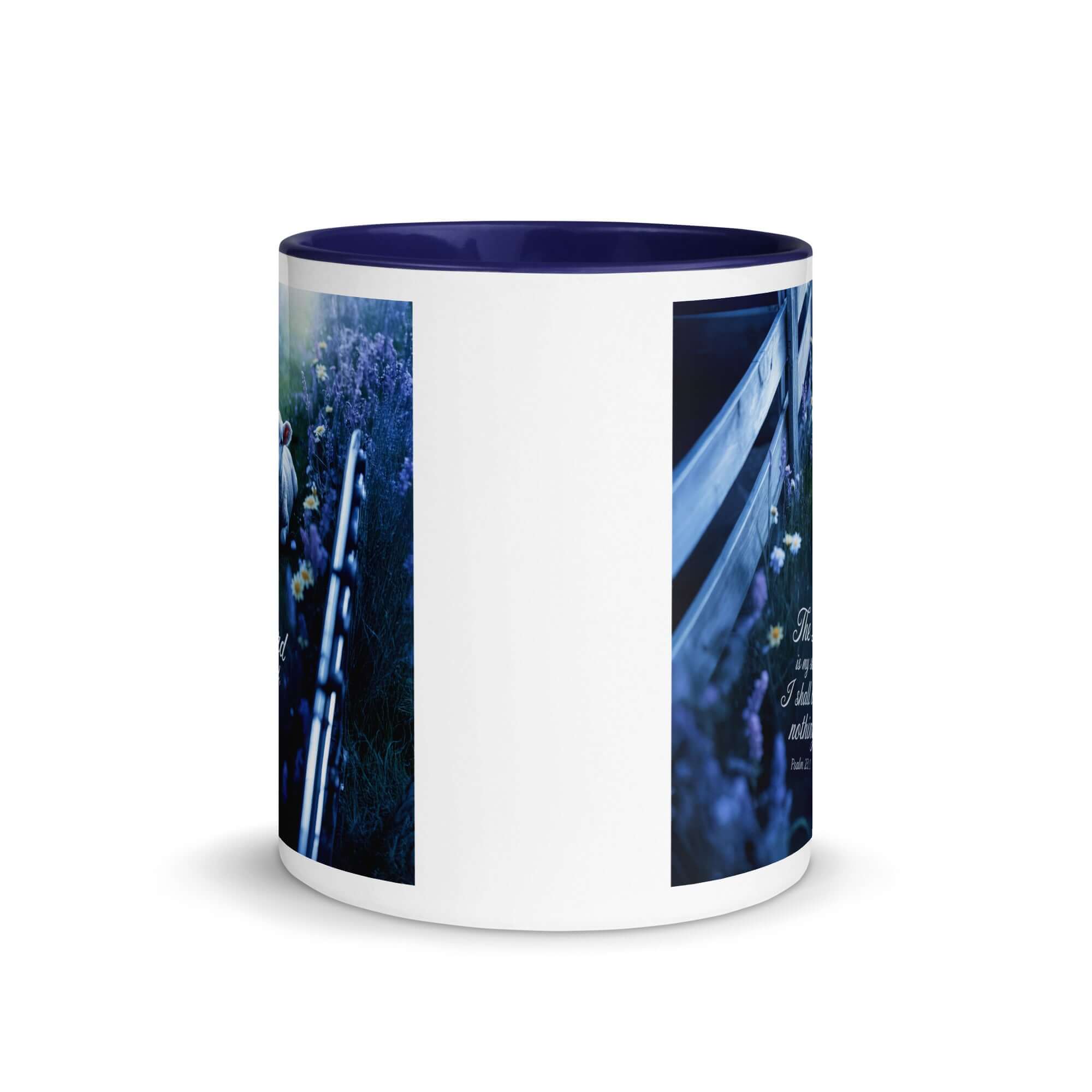 Psalm 23:1 Bible Verse, Shepherd White Ceramic Mug with Color Inside