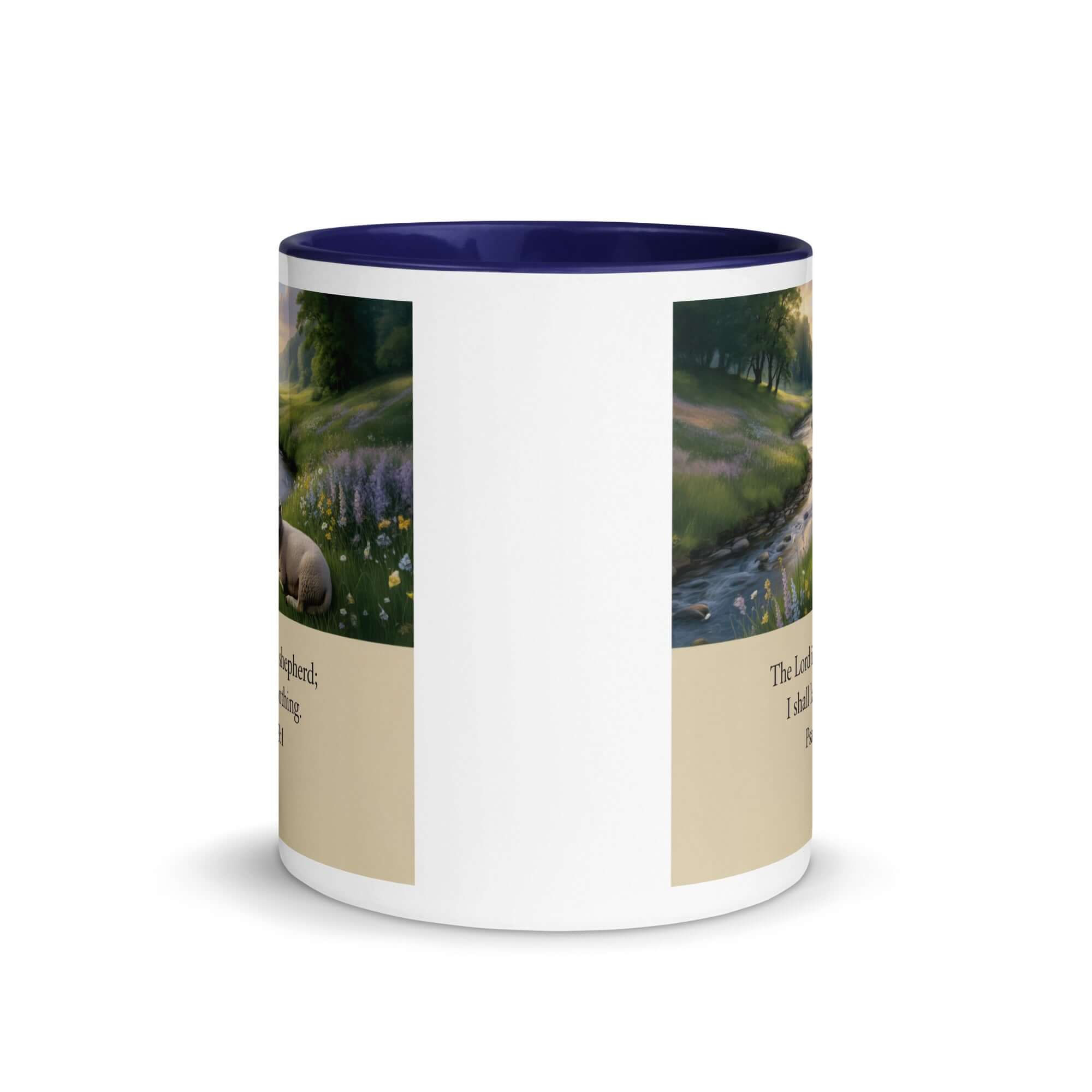 Psalm 23:1 Bible Verse, I shall White Ceramic Mug with Color Inside