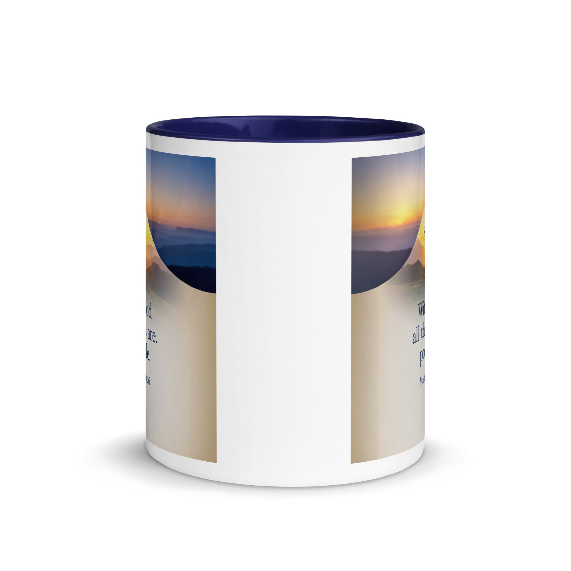 Matthew 19:26 Bible Verse at them White Ceramic Mug with Color Inside
