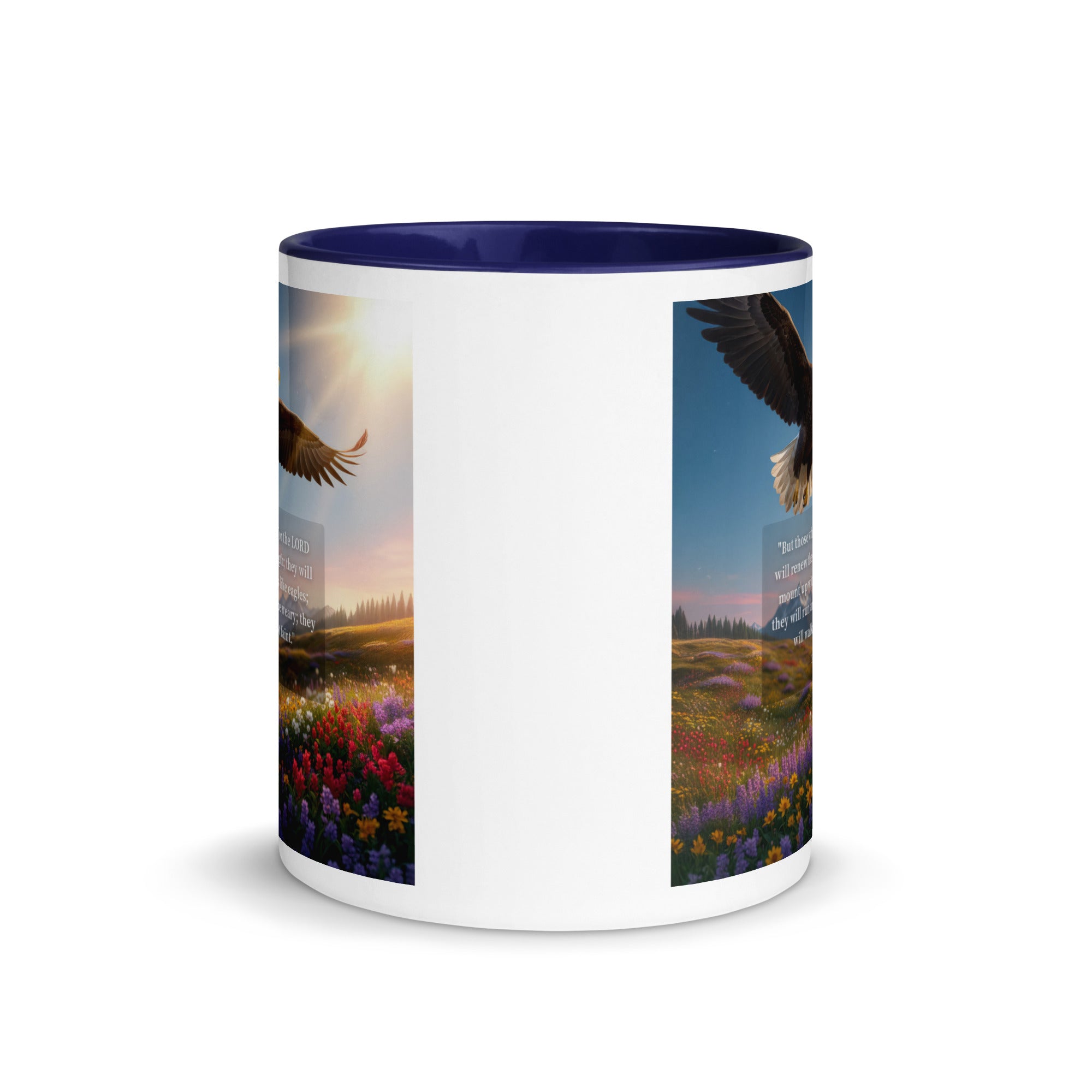 Isaiah 40:31 Bible Verse Who Wait White Ceramic Mug with Color Inside