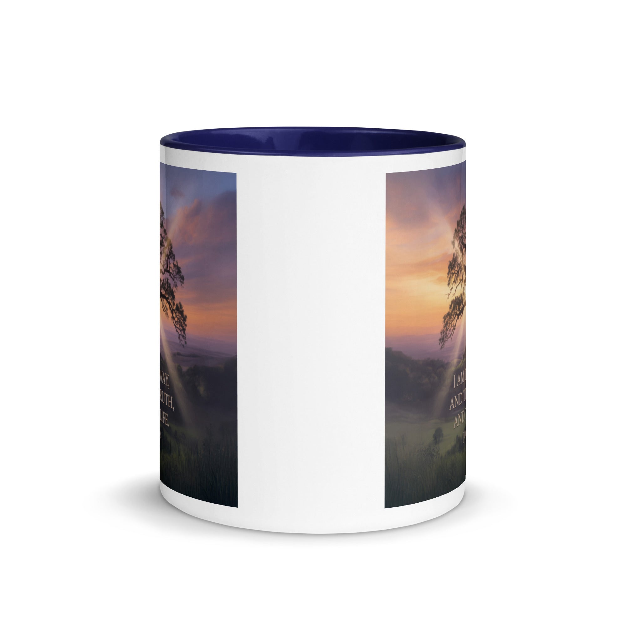 John 14:6 Bible Verse Jesus said White Ceramic Mug with Color Inside