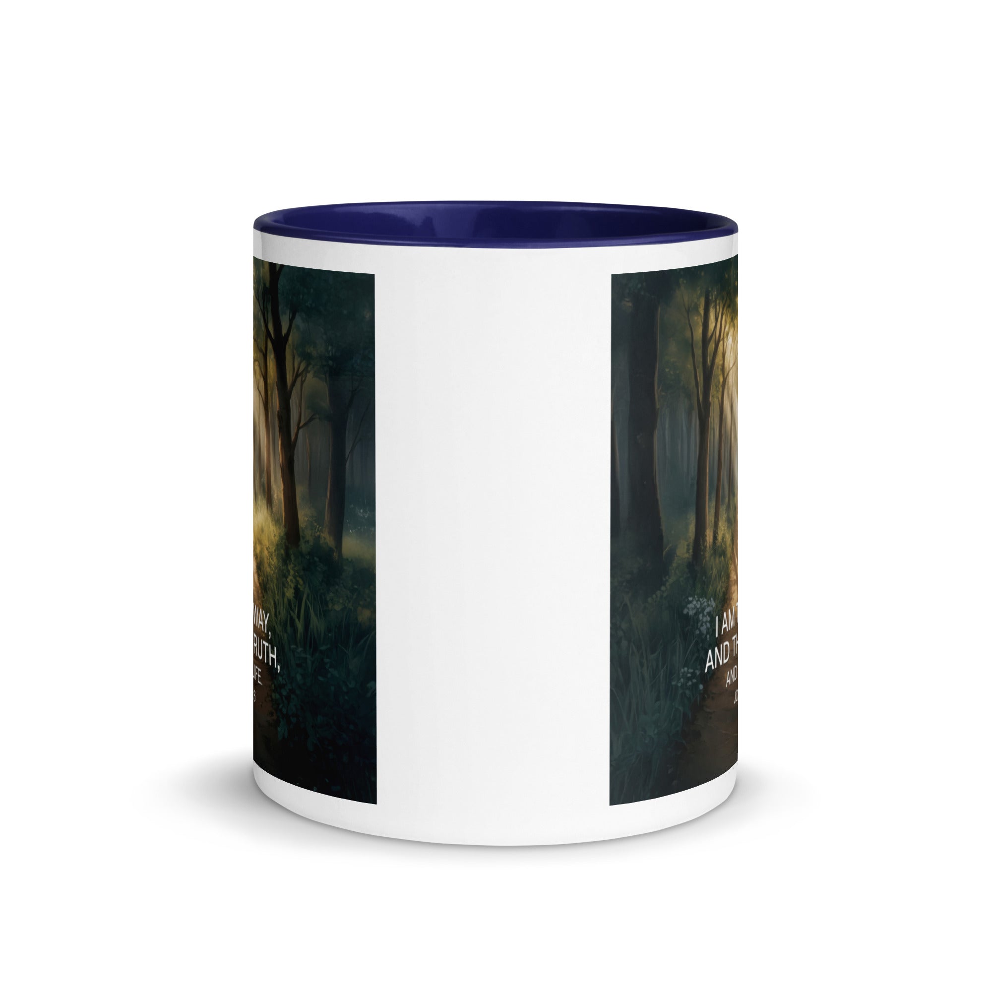 John 14:6 Bible Verse I Am White Ceramic Mug with Color Inside