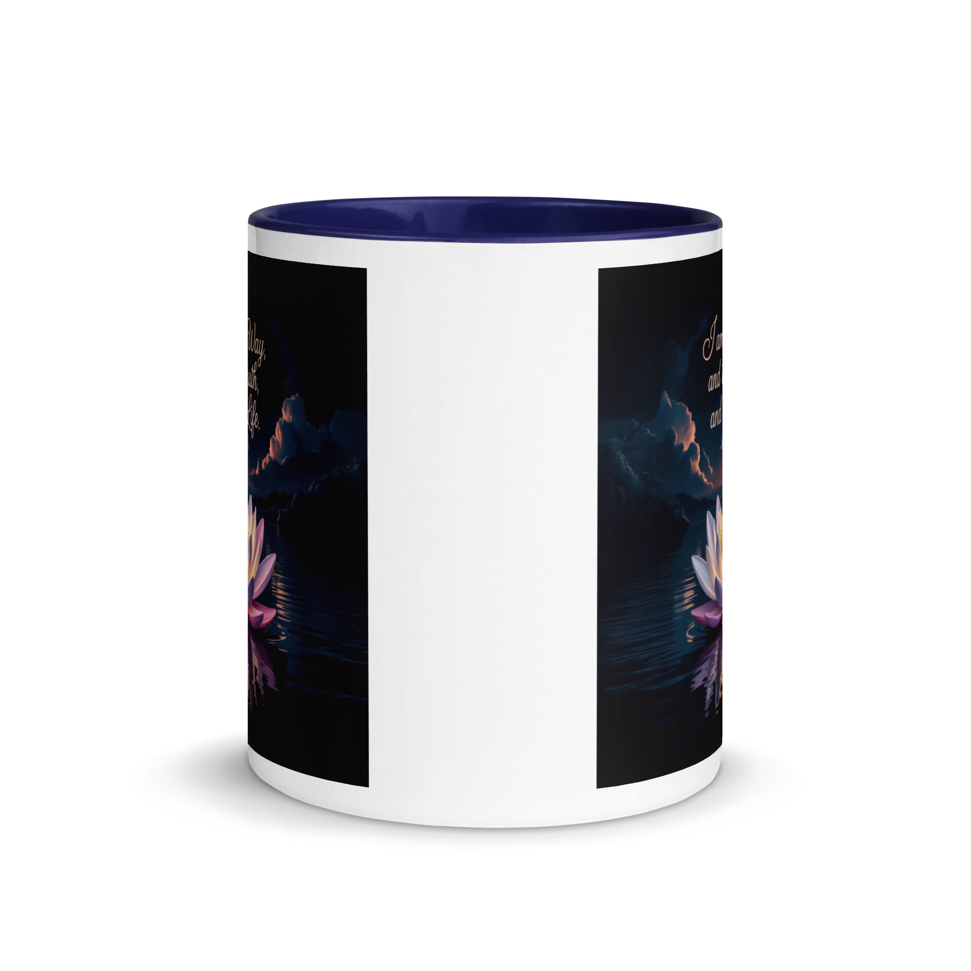 John 14:6 Bible Verse The Way White Ceramic Mug with Color Inside