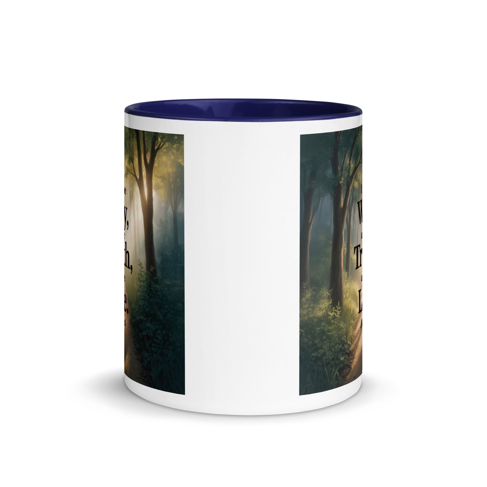 John 14:6 Bible Verse The Life White Ceramic Mug with Color Inside