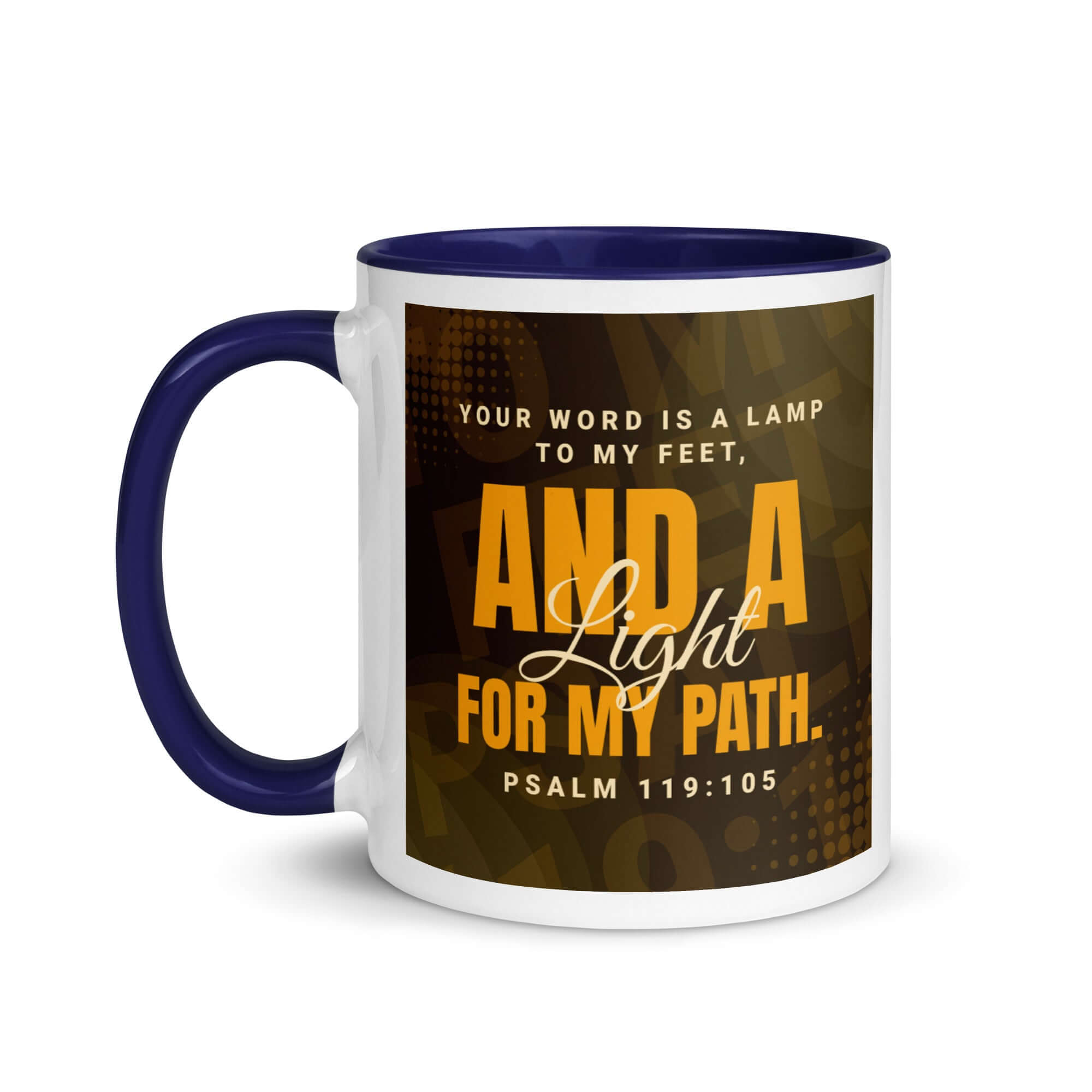 Psalm 119:105 Bible Verse, lamp to my feet White Ceramic Mug with Color Inside
