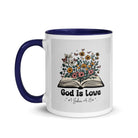 1 John 4:8 Bible Verse, God is Love White Ceramic Mug with Color Inside