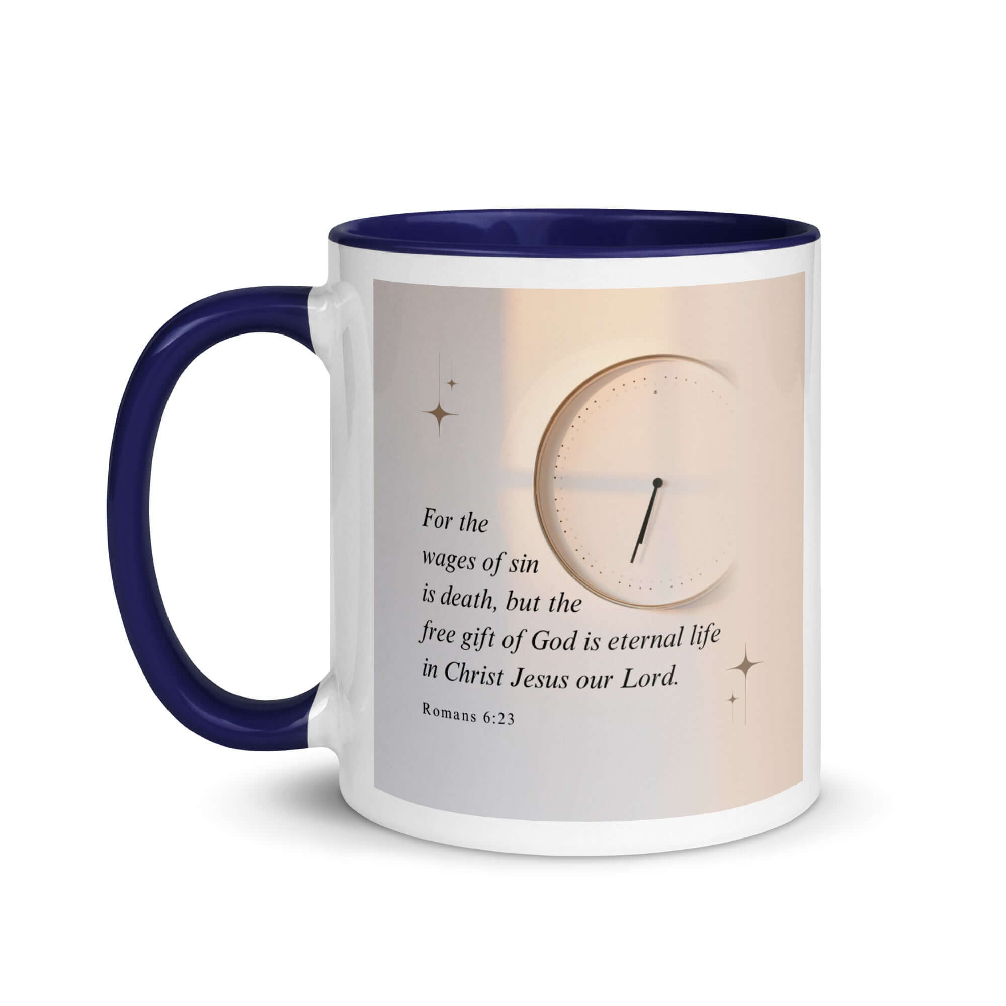 Romans 6:23 Bible Verse, our Lord White Ceramic Mug with Color Inside