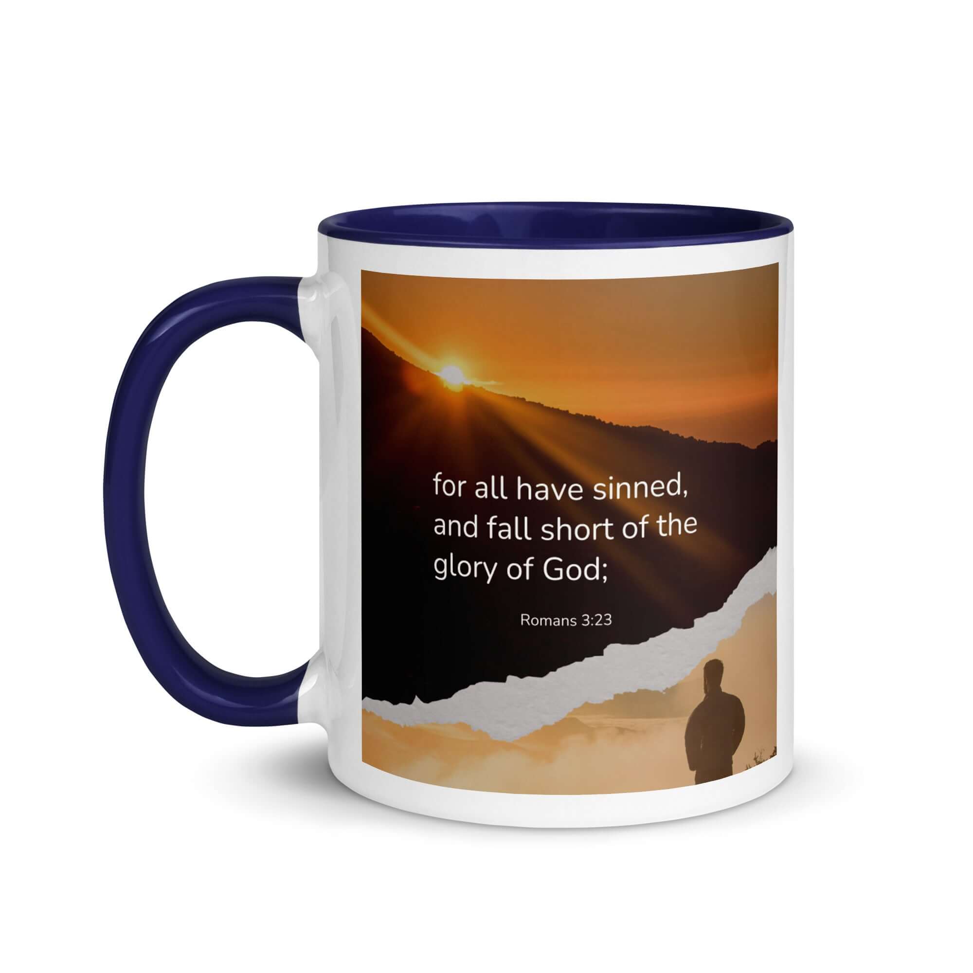 Romans 3:23 Bible Verse, of God White Ceramic Mug with Color Inside