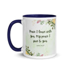 John 14:27 Bible Verse, My peace White Ceramic Mug with Color Inside