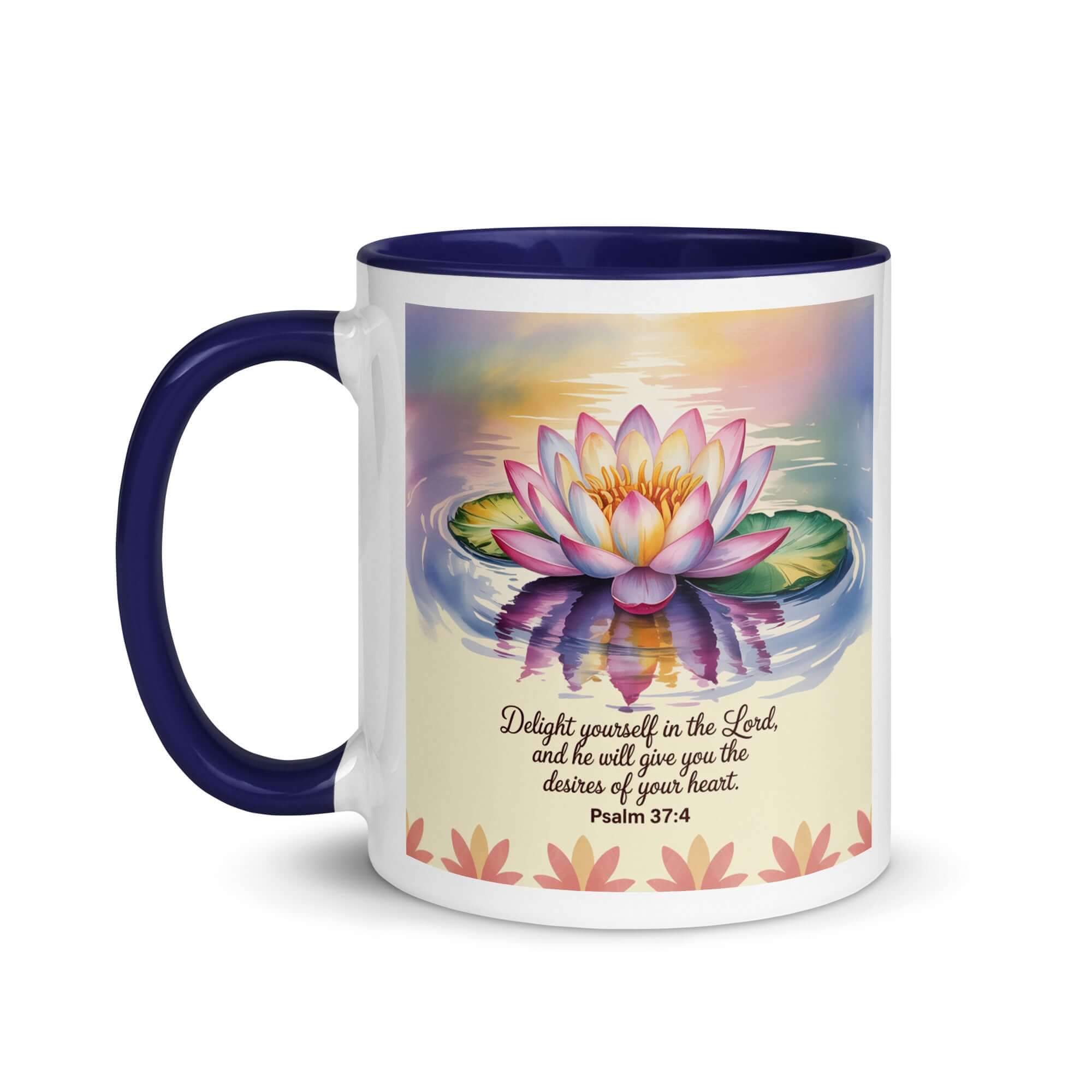Psalm 37:4 Bible Verse, the Lord White Ceramic Mug with Color Inside