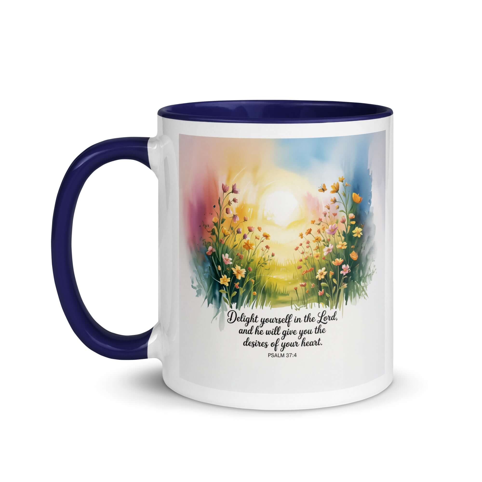 Psalm 37:4 Bible Verse, will give White Ceramic Mug with Color Inside