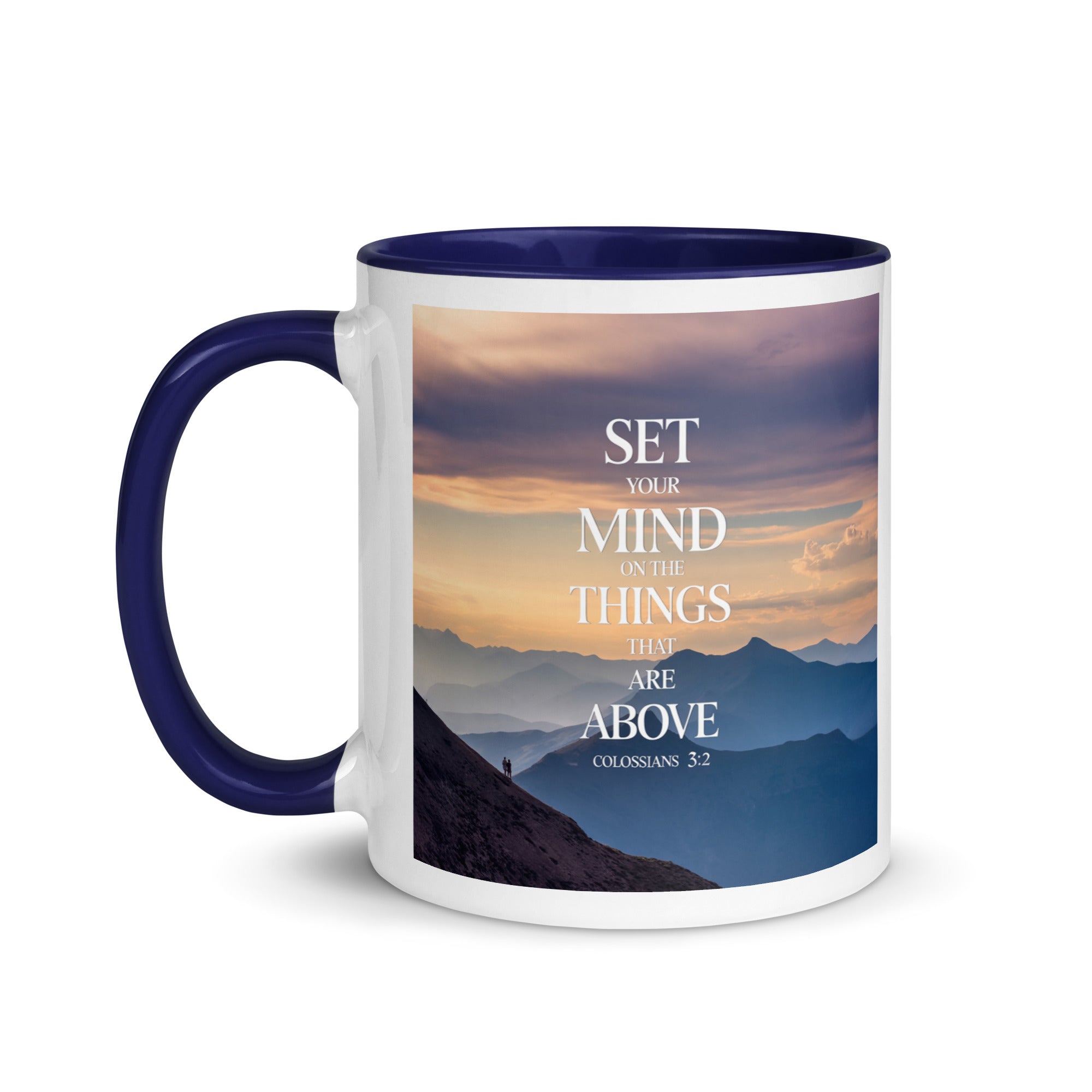 Colossians 3:2 Bible Verse things that White Ceramic Mug with Color Inside