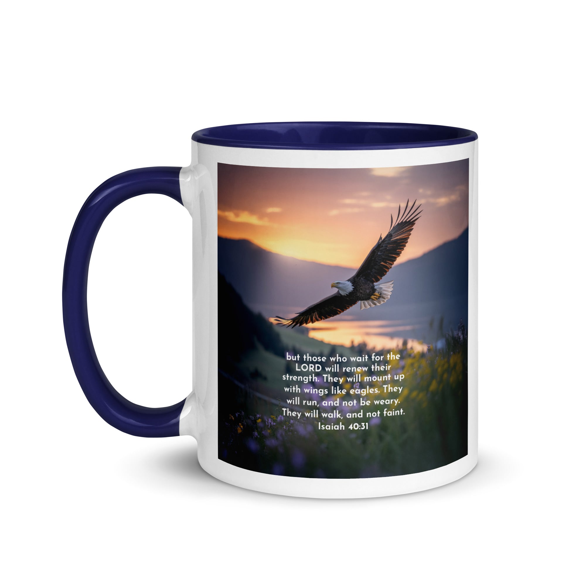 Isaiah 40:31 Bible Verse Renew Strength White Ceramic Mug with Color Inside