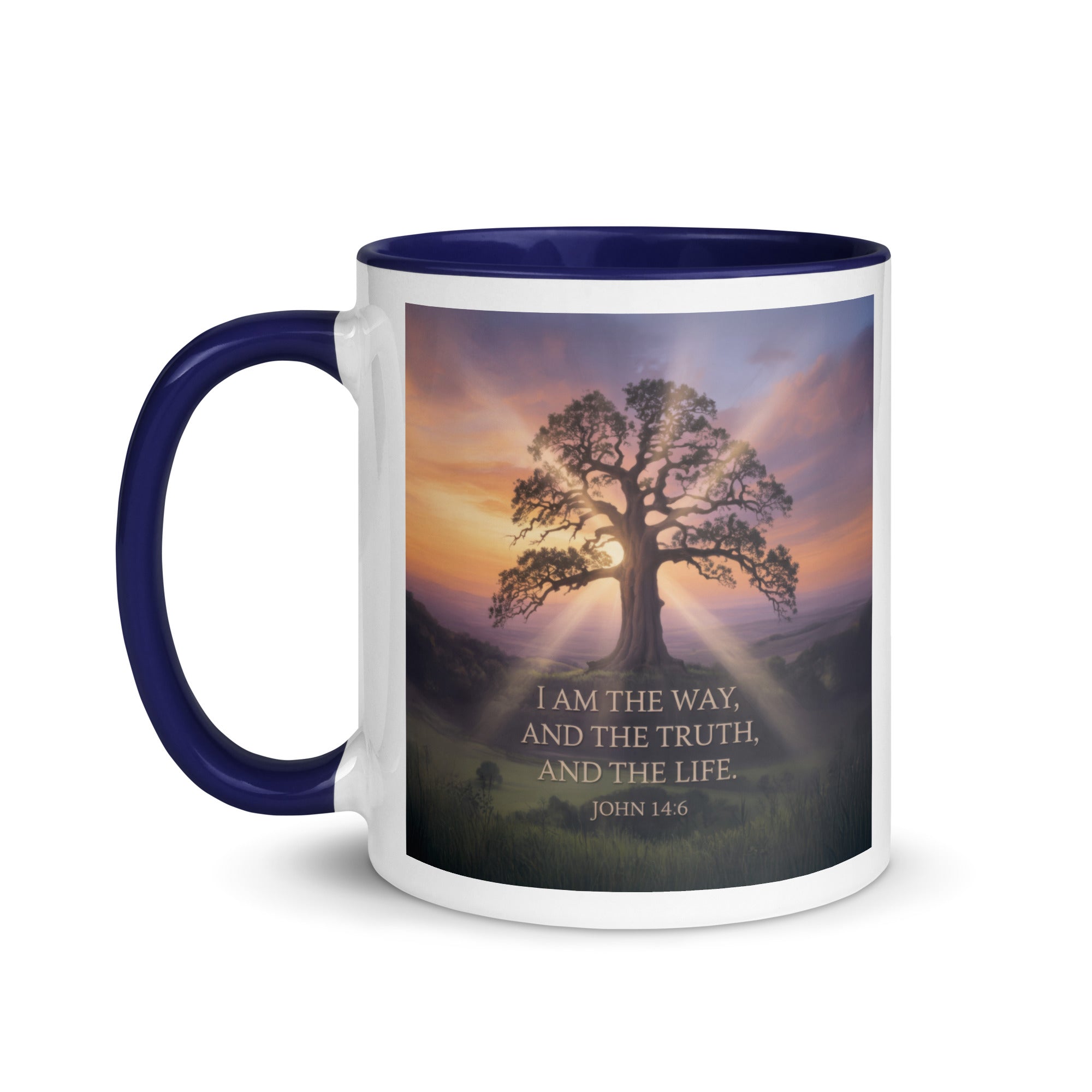 John 14:6 Bible Verse Jesus said White Ceramic Mug with Color Inside