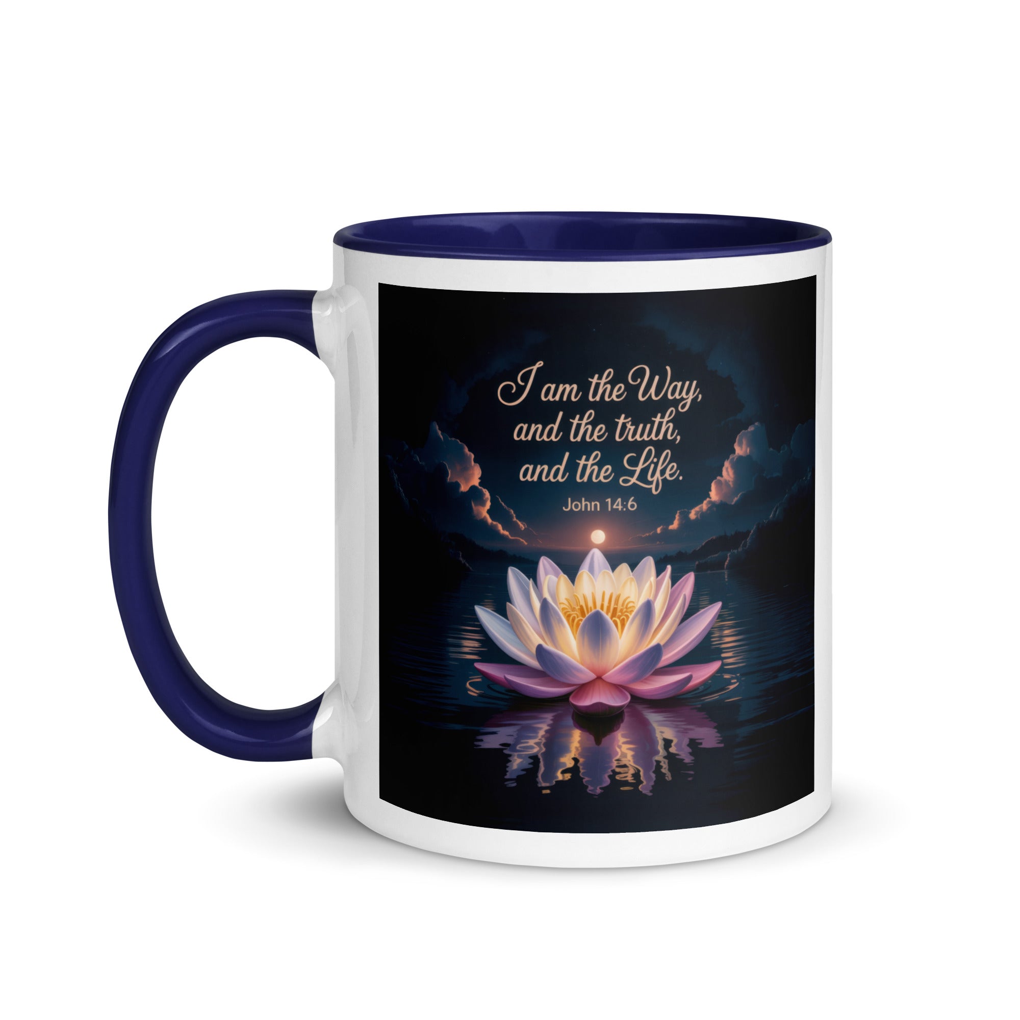 John 14:6 Bible Verse The Way White Ceramic Mug with Color Inside
