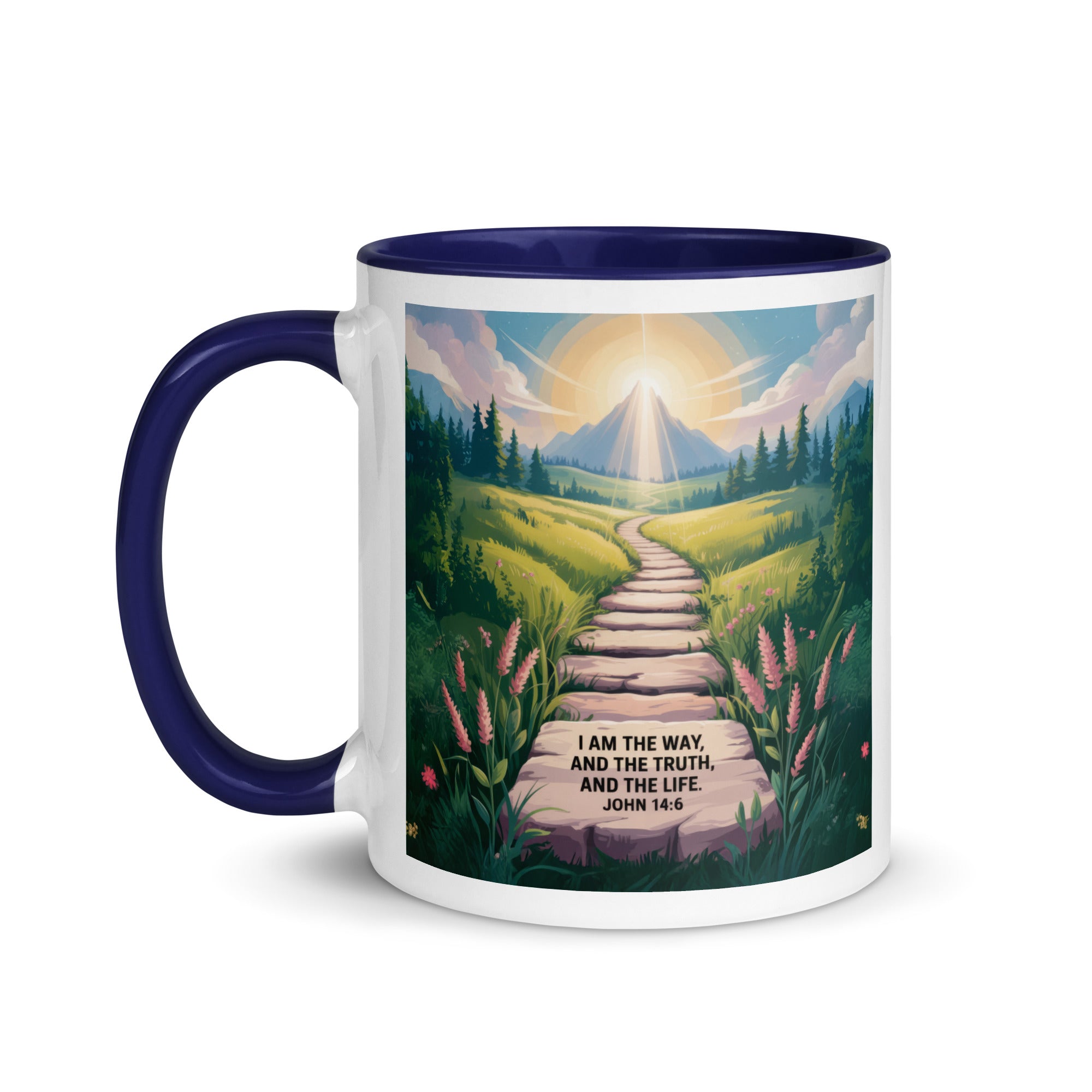 John 14:6 Bible Verse The Truth White Ceramic Mug with Color Inside