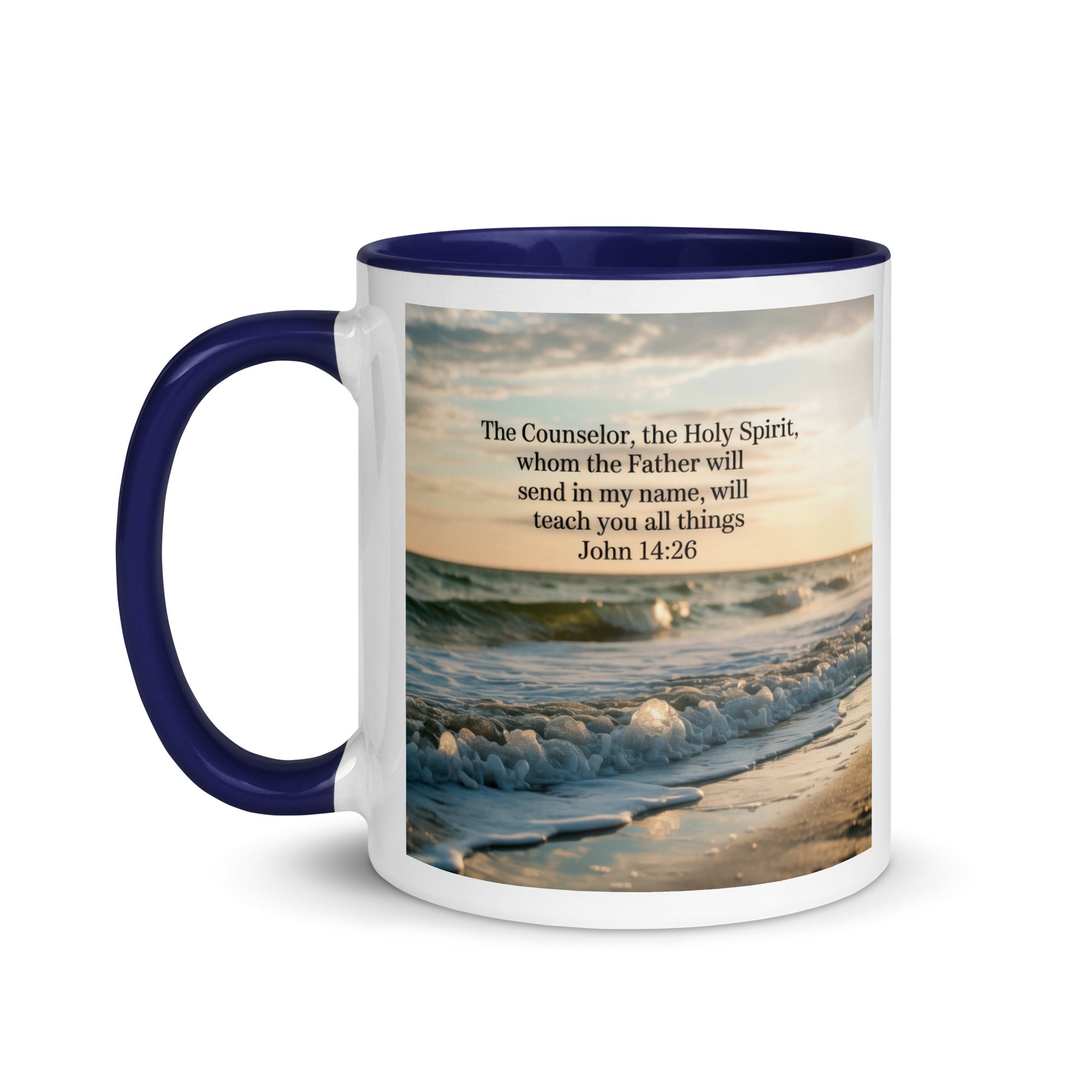 John 14:26 Bible Verse You All White Ceramic Mug with Color Inside