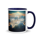 Ephesians 6:10 Bible Verse, be strong in the Lord White Ceramic Mug with Color Inside Dark Blue 11 oz