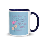 1 John 4:8 Bible Verse, doesn’t love White Ceramic Mug with Color Inside Dark Blue 11 oz