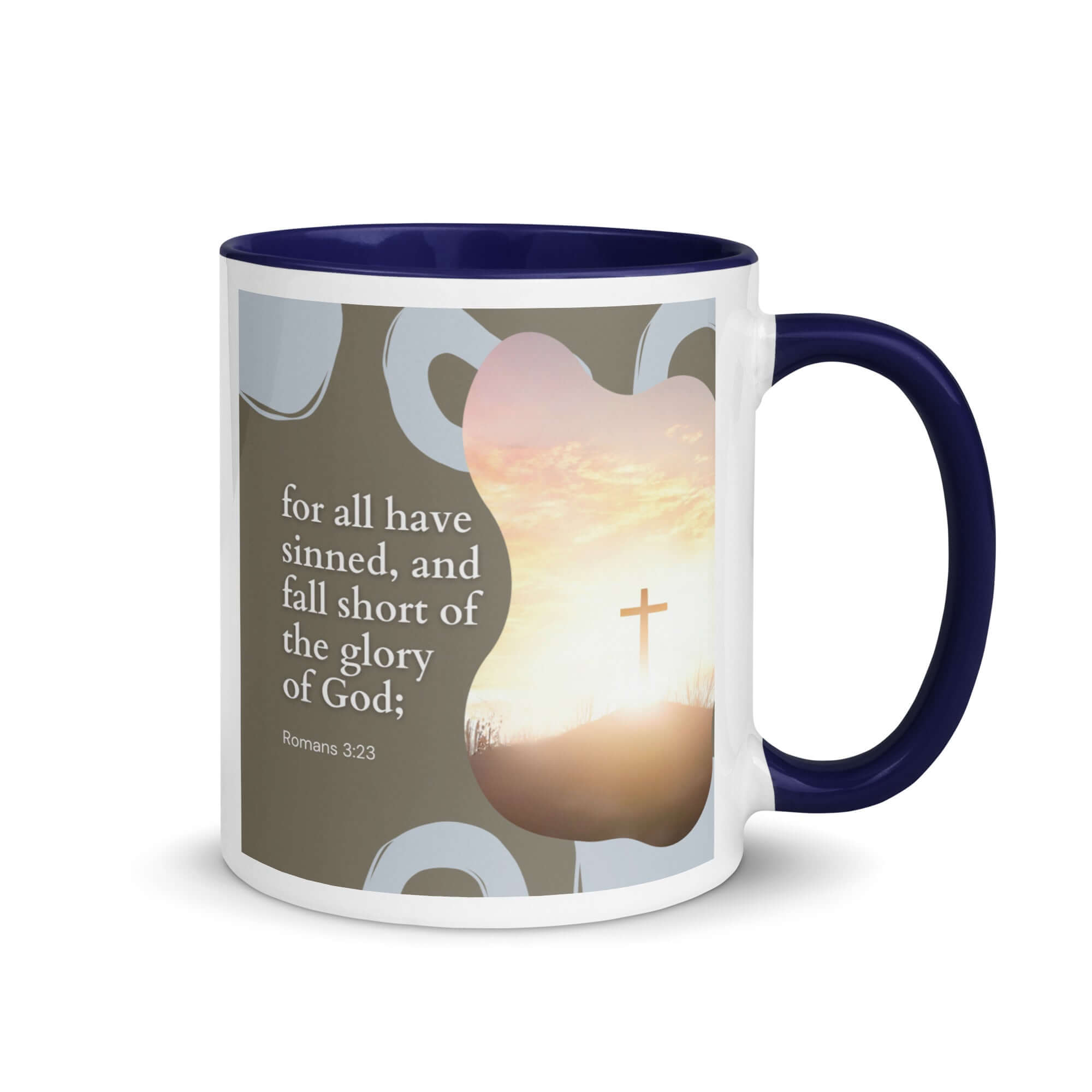 Romans 3:23 Bible Verse, the glory White Ceramic Mug with Color Inside Dark Blue 11 oz