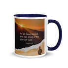 Romans 3:23 Bible Verse, of God White Ceramic Mug with Color Inside Dark Blue 11 oz