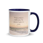 John 14:27 Bible Verse, not as the White Ceramic Mug with Color Inside Dark Blue 11 oz