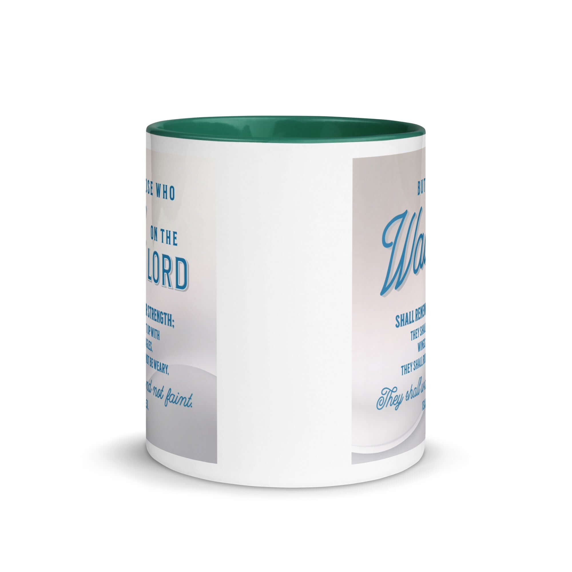 Isaiah 40:31 Bible Verse, Wings like Eagles White Ceramic Mug with Color Inside