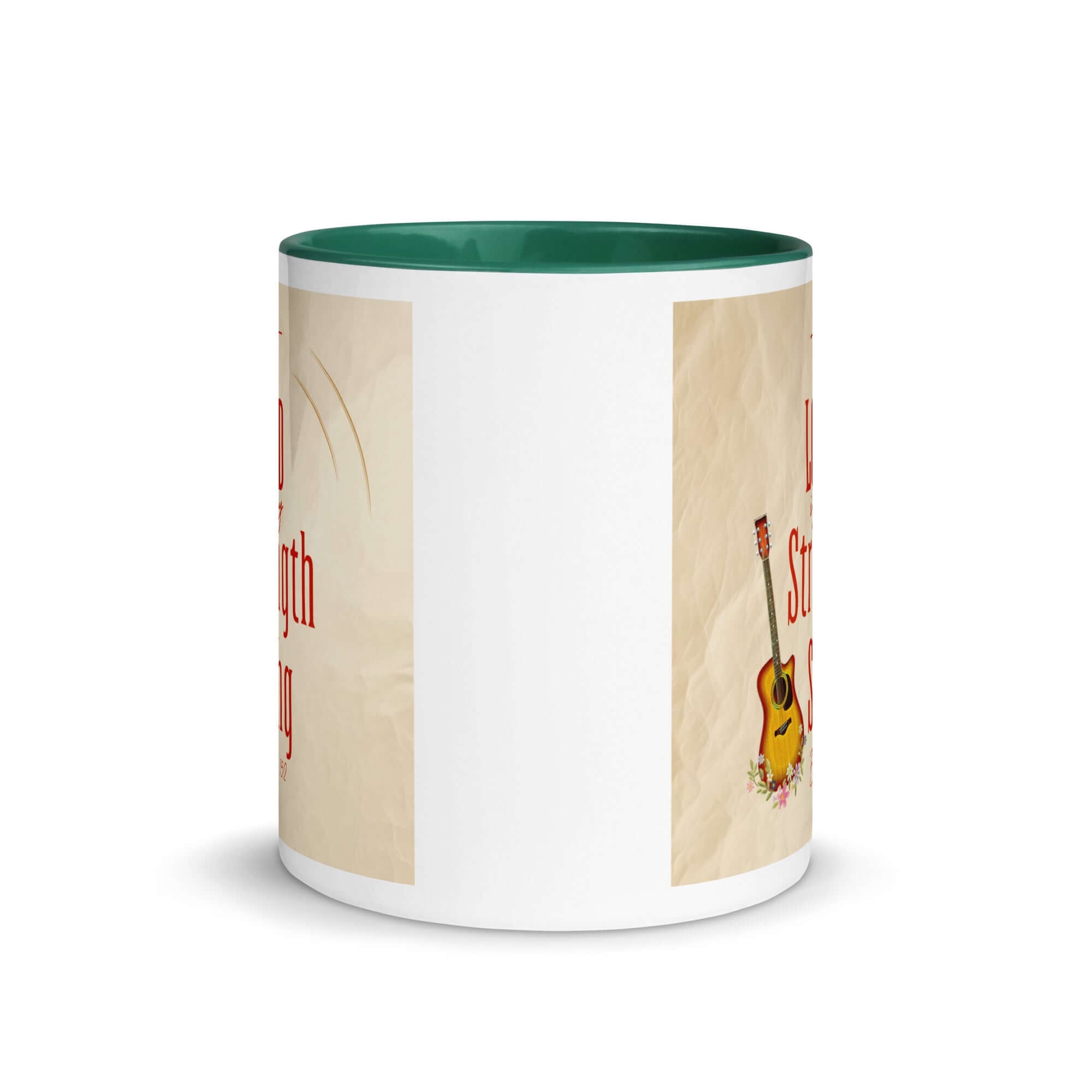 Exodus 15:2 Bible Verse, The LORD is my strength White Ceramic Mug with Color Inside