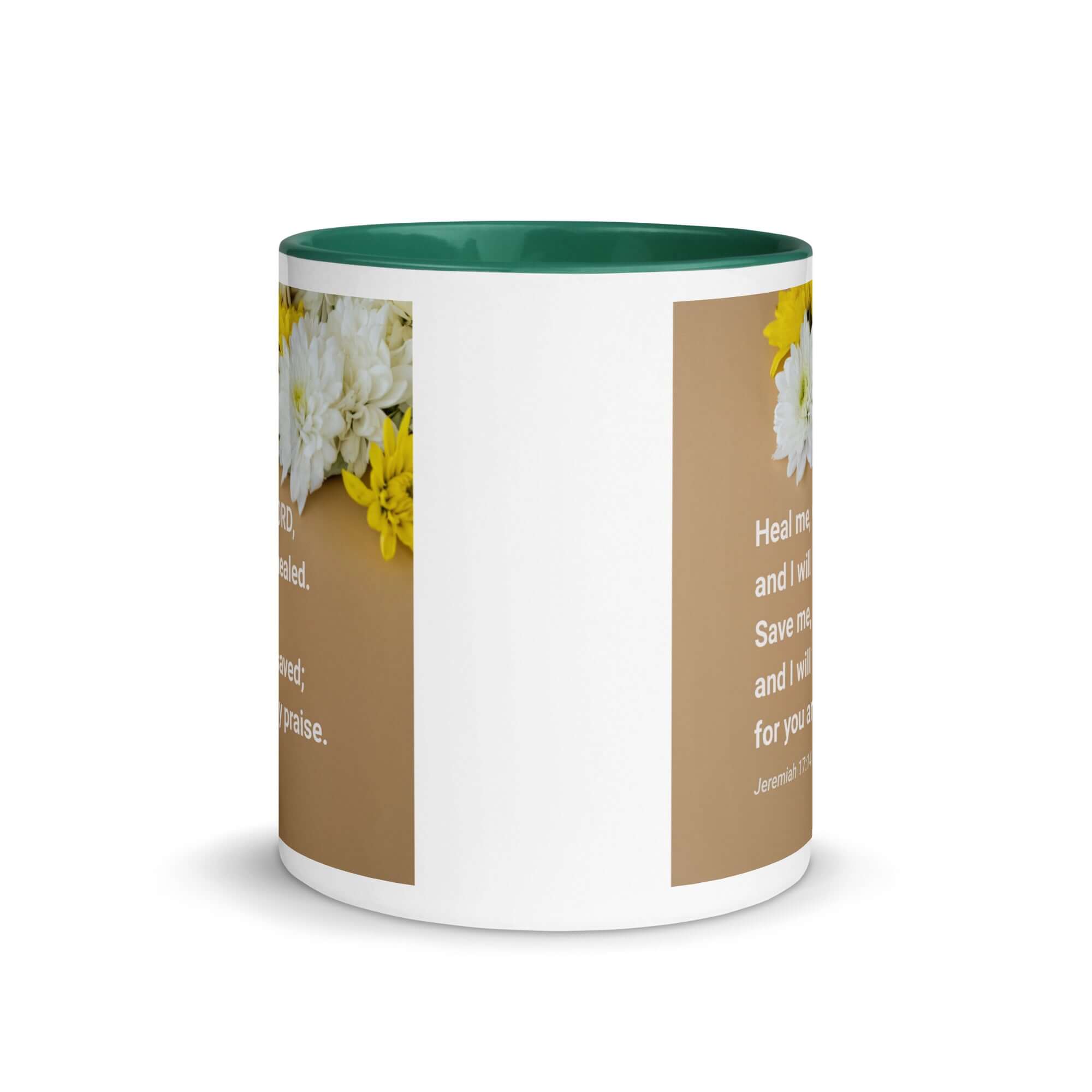 Jeremiah 17:14 Bible Verse, Heal me, O LORD White Ceramic Mug with Color Inside