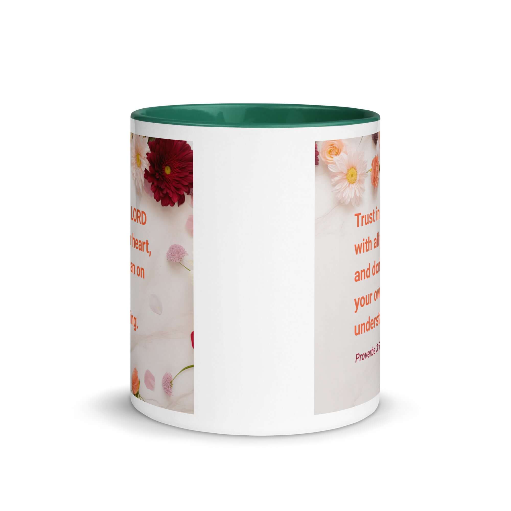 Proverbs 3:5 Bible Verse, Trust in the LORD White Ceramic Mug with Color Inside