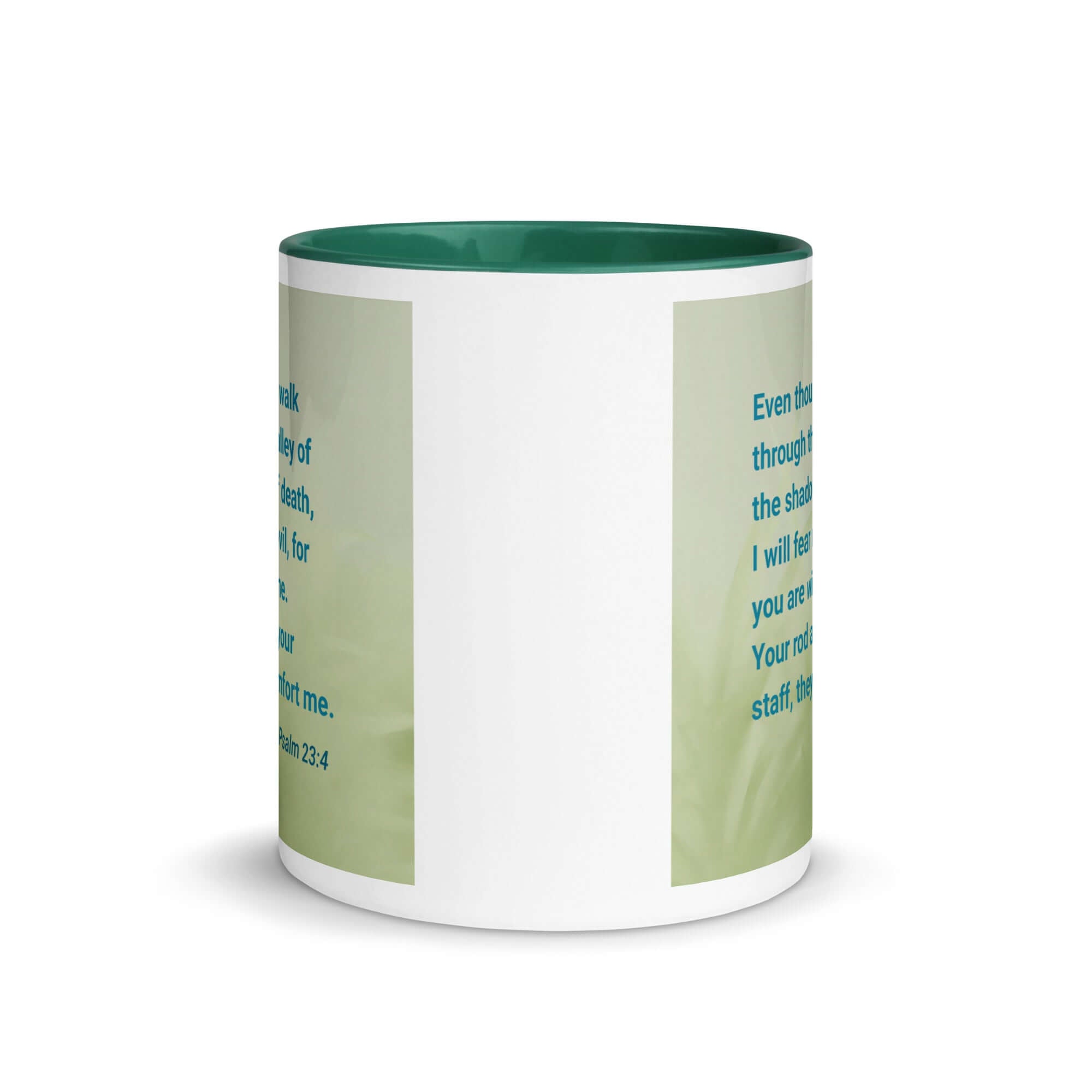 Psalm 23:4 Bible Verse, fear no evil White Ceramic Mug with Color Inside