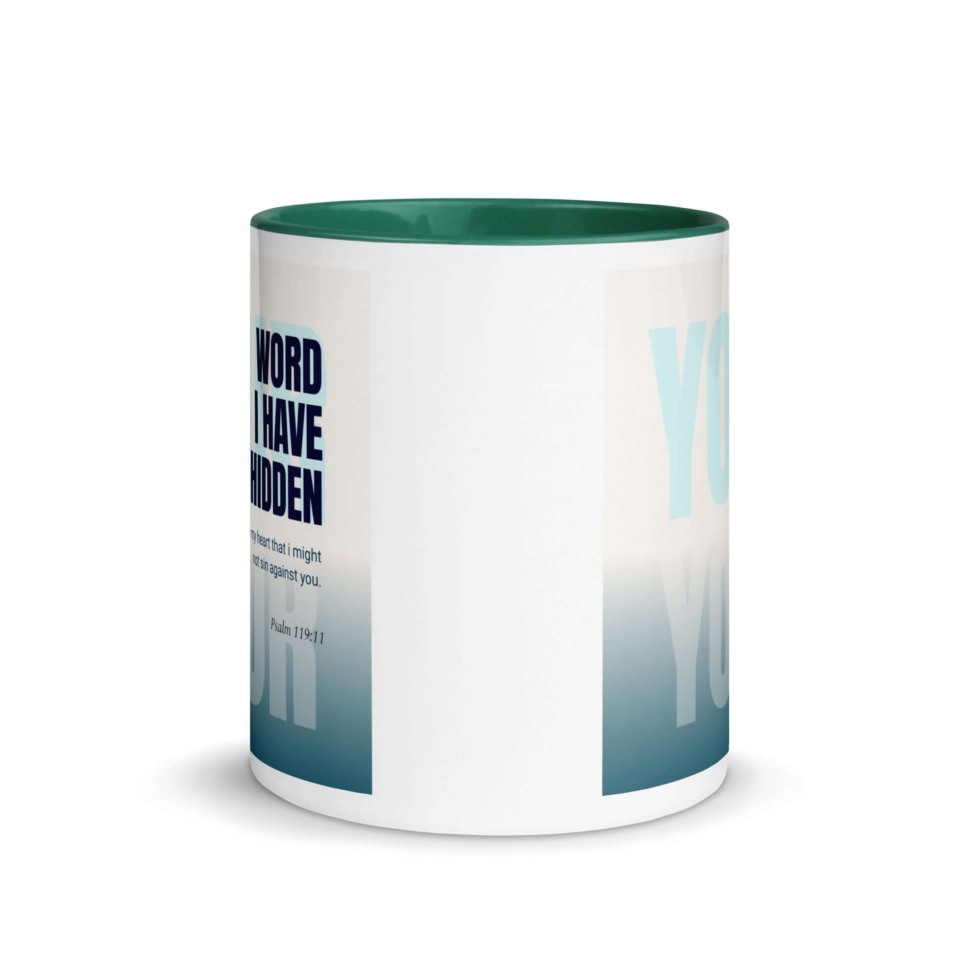 Psalm 119:11 Bible Verse, hidden your word White Ceramic Mug with Color Inside