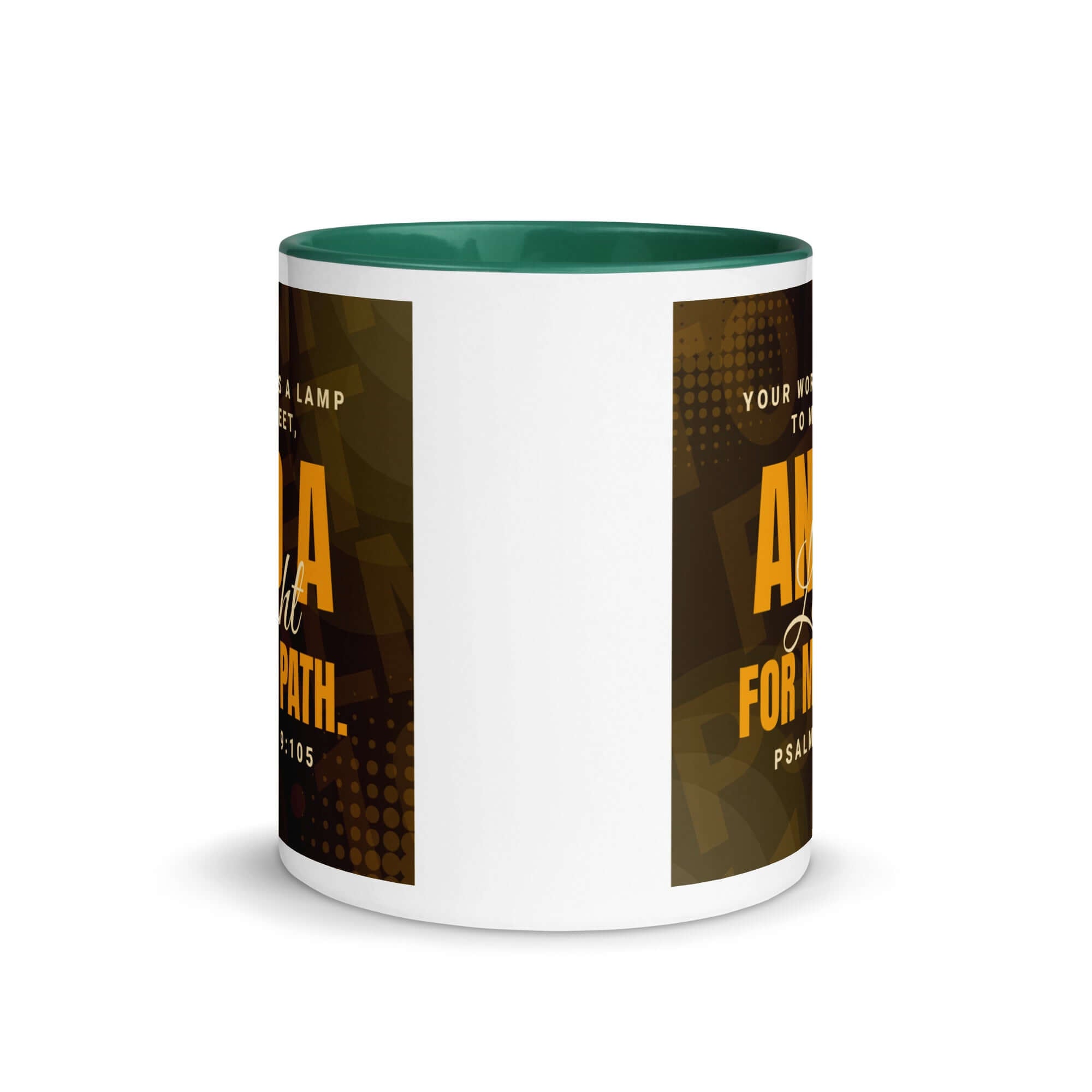 Psalm 119:105 Bible Verse, lamp to my feet White Ceramic Mug with Color Inside