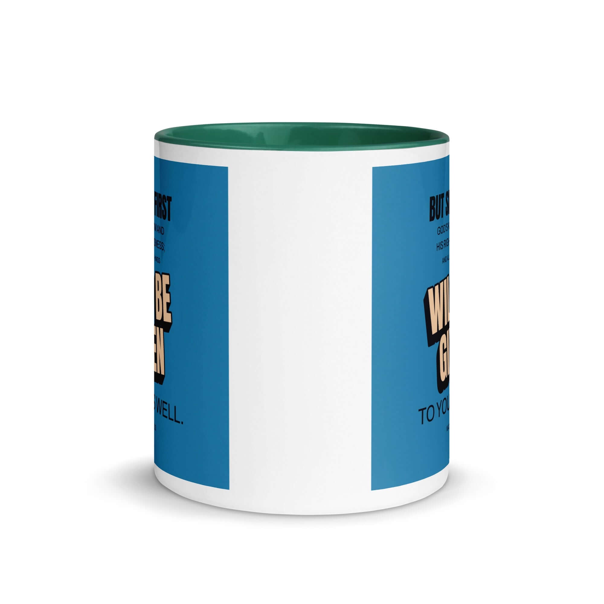 Matthew 6:33 Bible Verse, seek first God’s Kingdom White Ceramic Mug with Color Inside