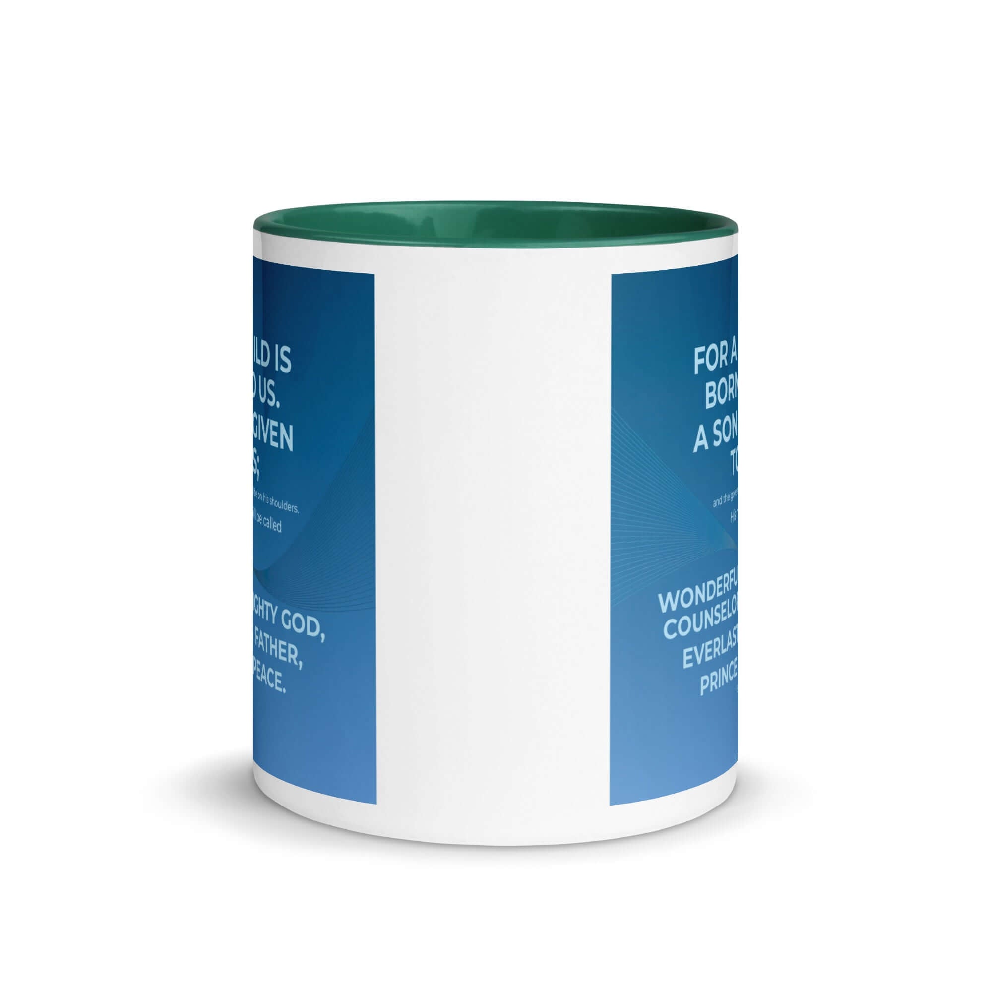 Isaiah 9:6 Bible Verse, Everlasting Father White Ceramic Mug with Color Inside