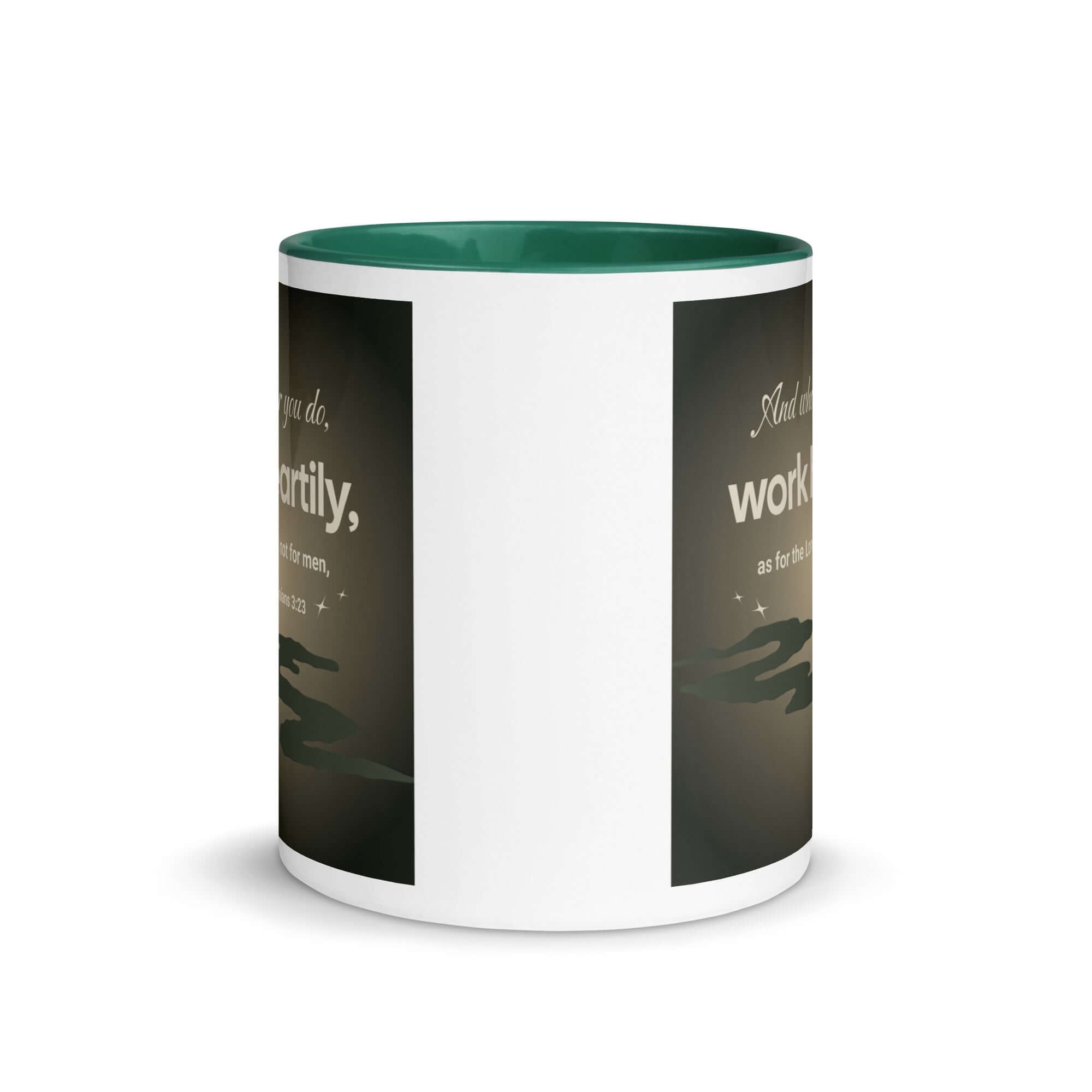 Colossians 3:23 Bible Verse, as for the Lord White Ceramic Mug with Color Inside