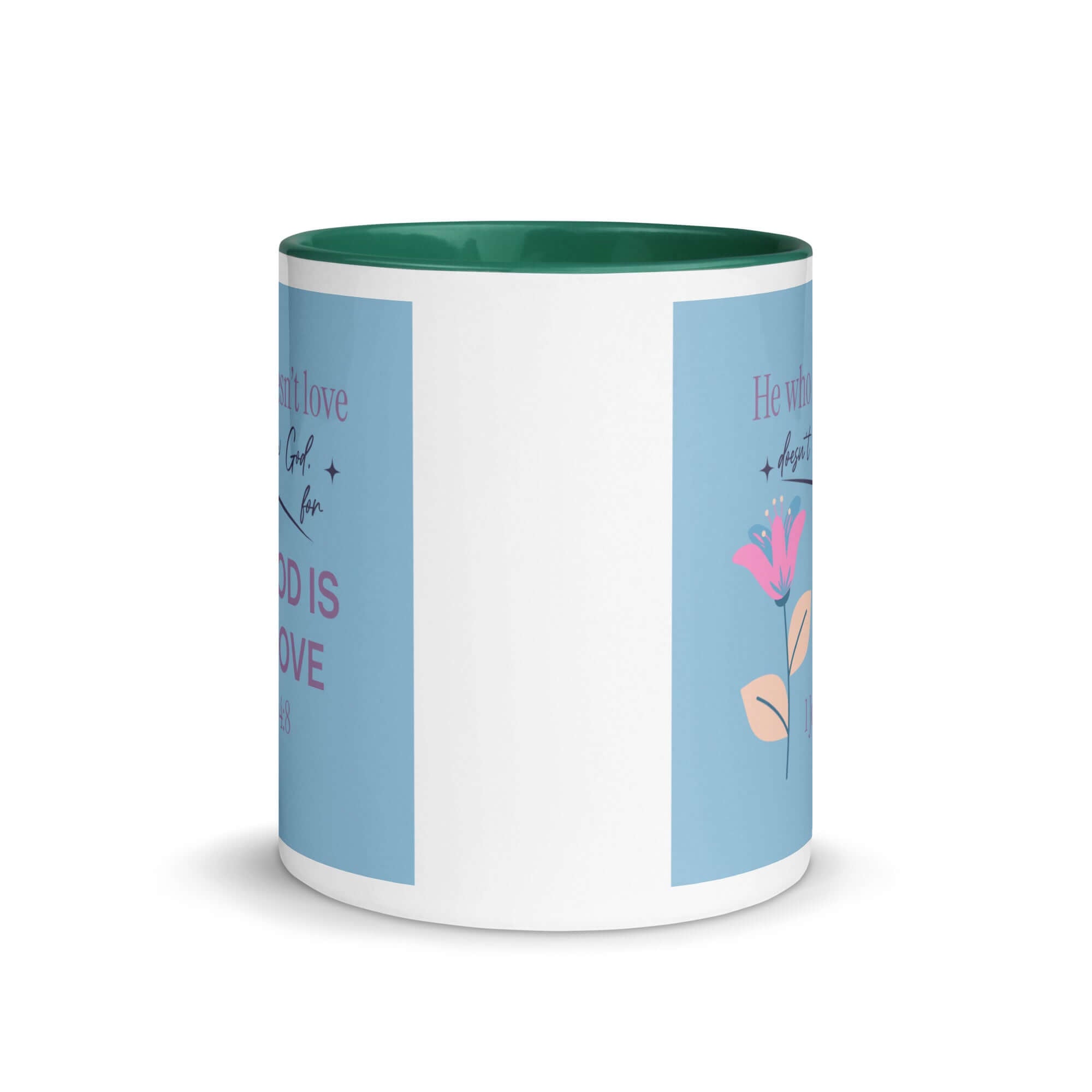 1 John 4:8 Bible Verse, doesn’t love White Ceramic Mug with Color Inside