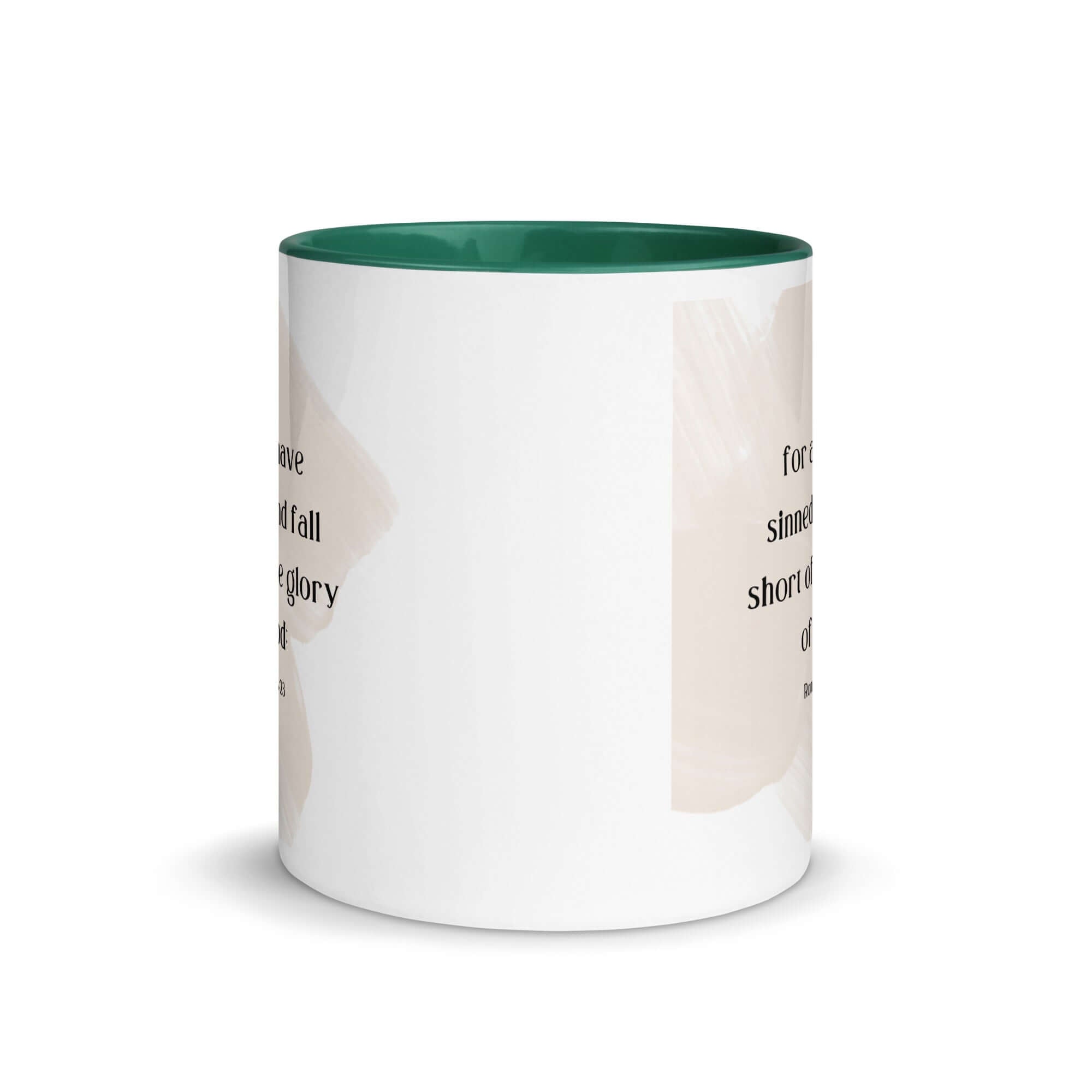 Romans 3:23 Bible Verse, fall short White Ceramic Mug with Color Inside