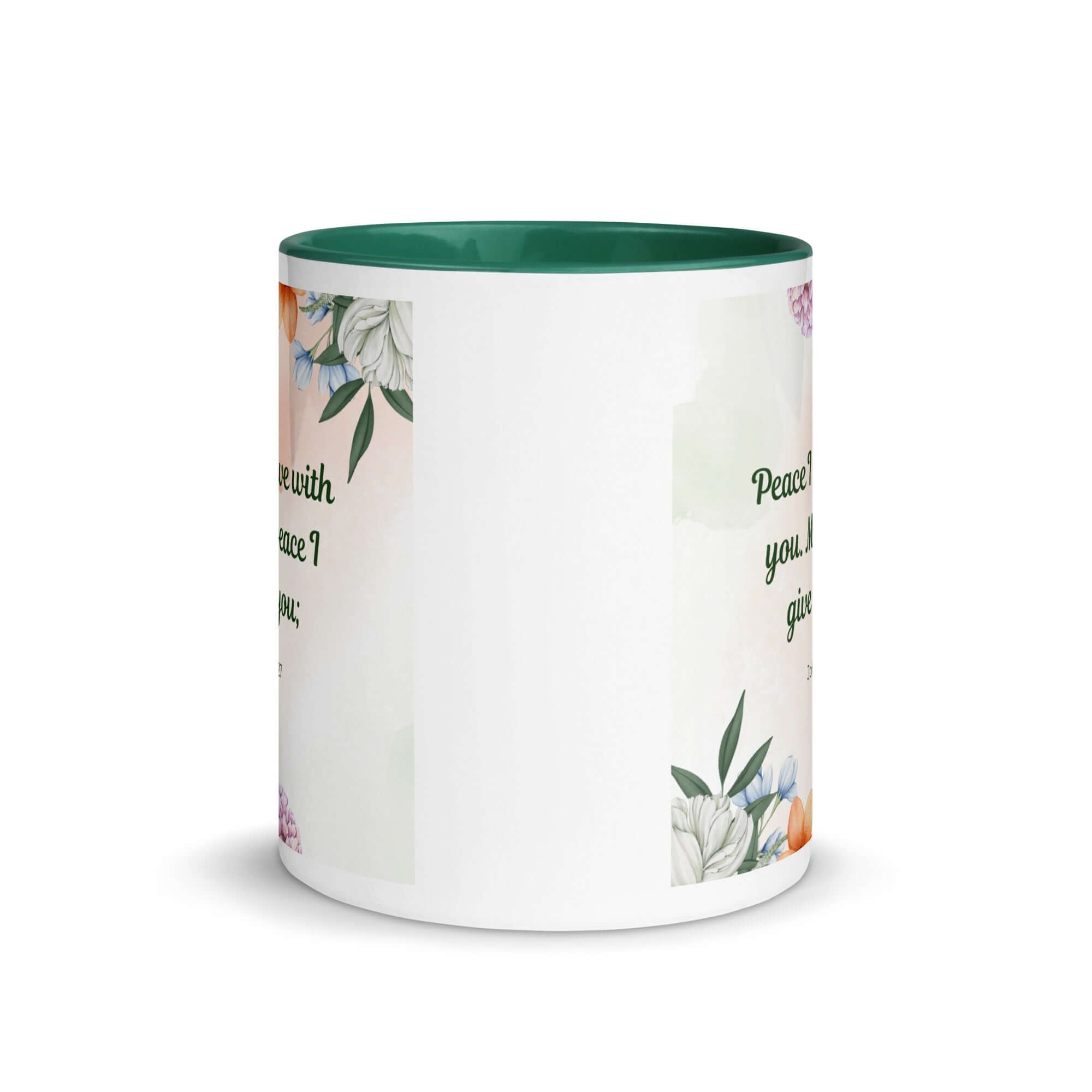 John 14:27 Bible Verse, with you White Ceramic Mug with Color Inside