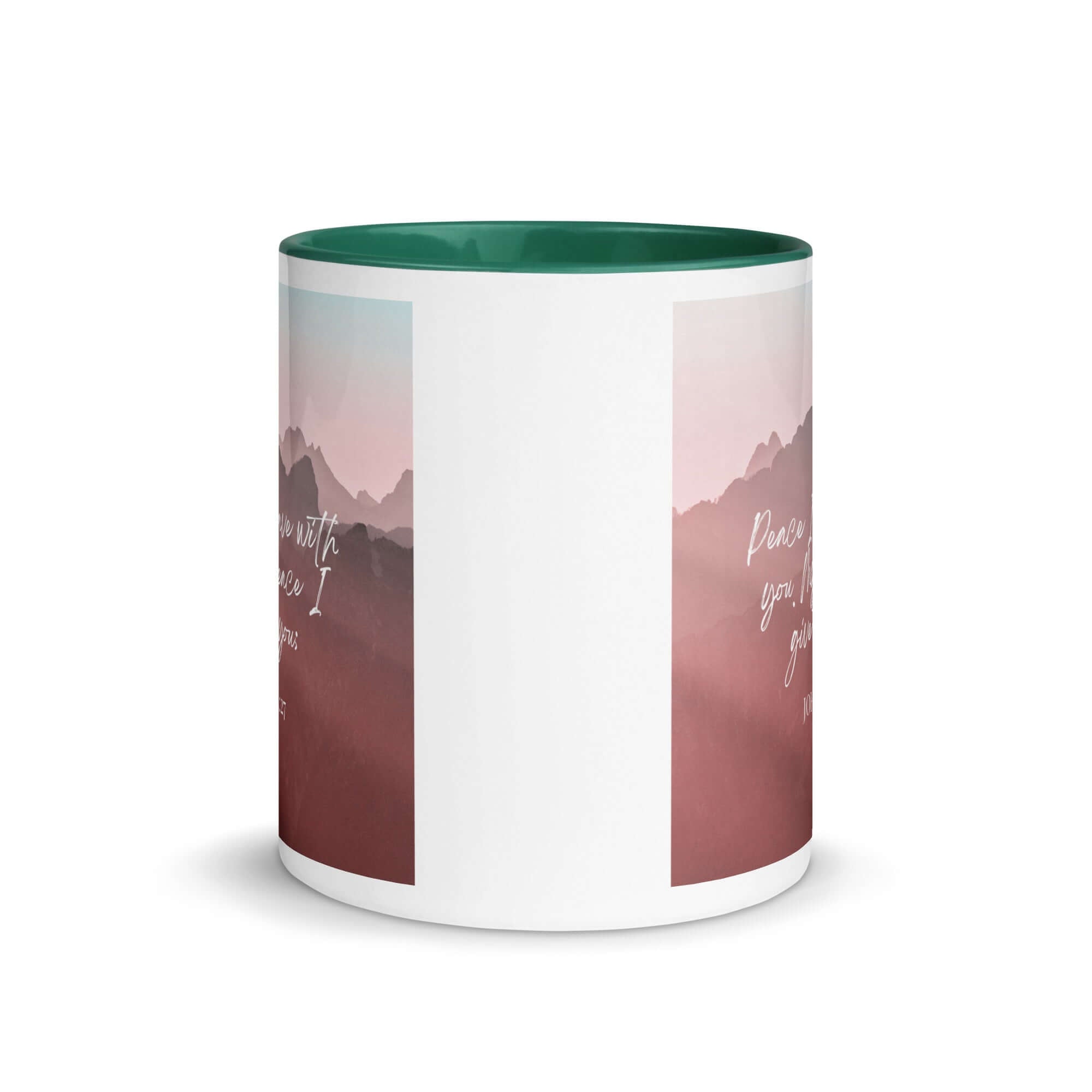 John 14:27 Bible Verse, I give you White Ceramic Mug with Color Inside