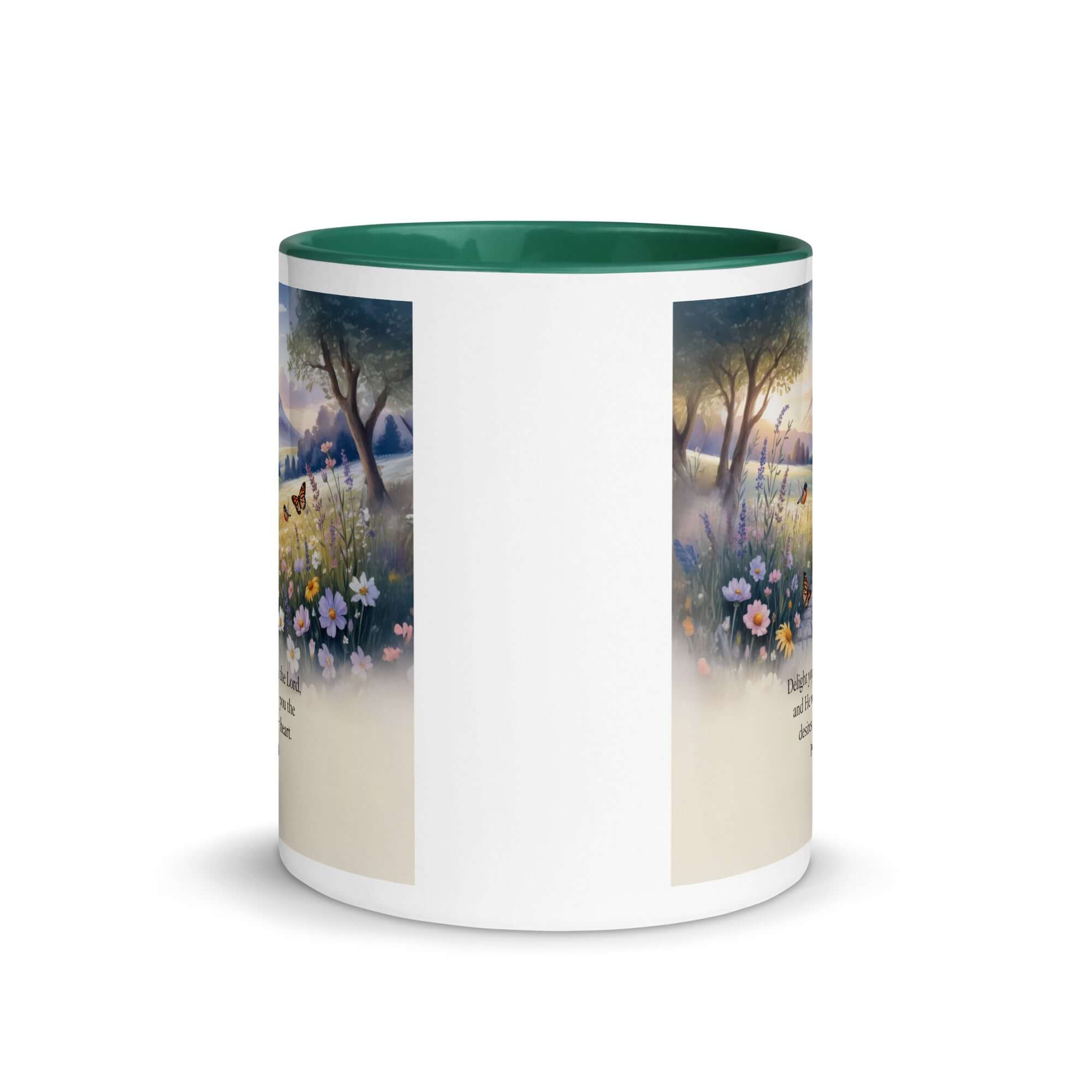 Psalm 37:4 Bible Verse, Delight White Ceramic Mug with Color Inside