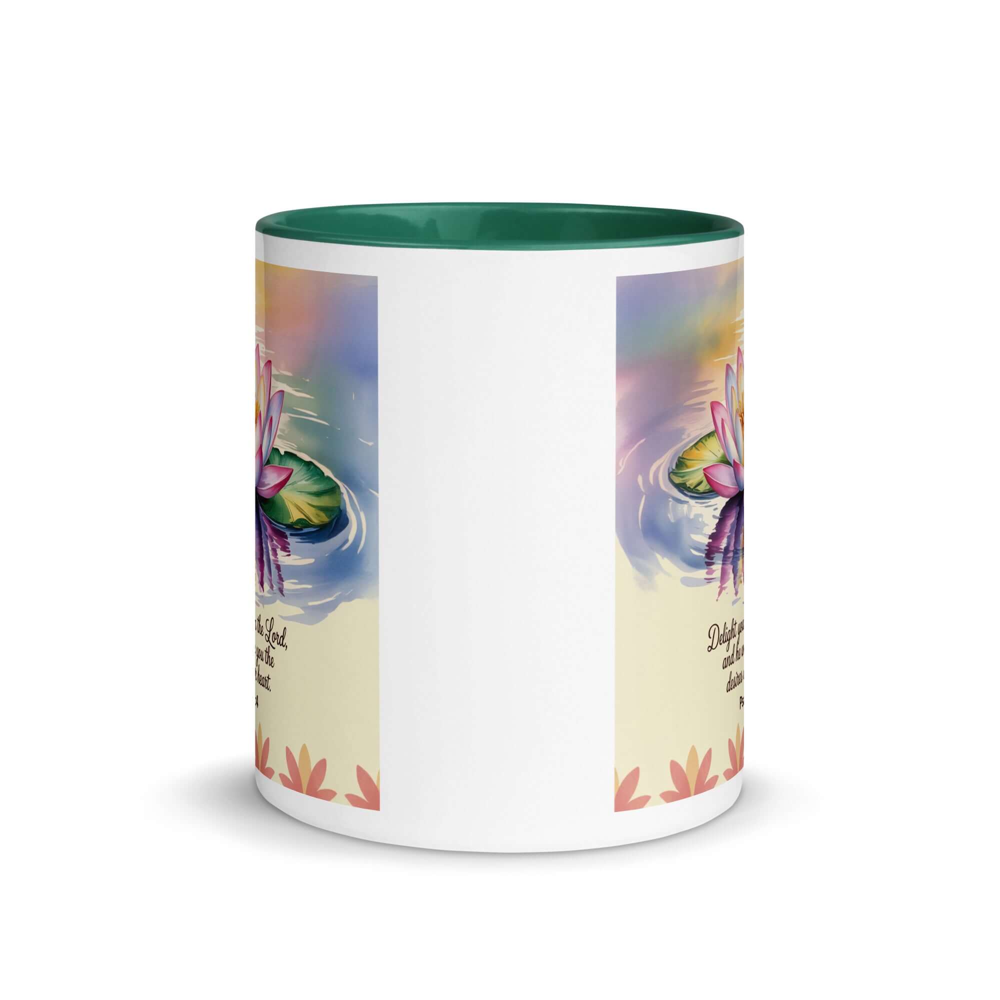 Psalm 37:4 Bible Verse, the Lord White Ceramic Mug with Color Inside