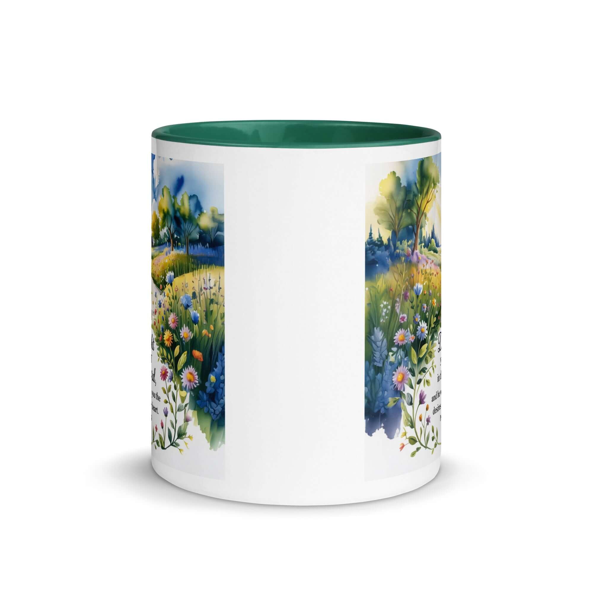 Psalm 37:4 Bible Verse, desires White Ceramic Mug with Color Inside