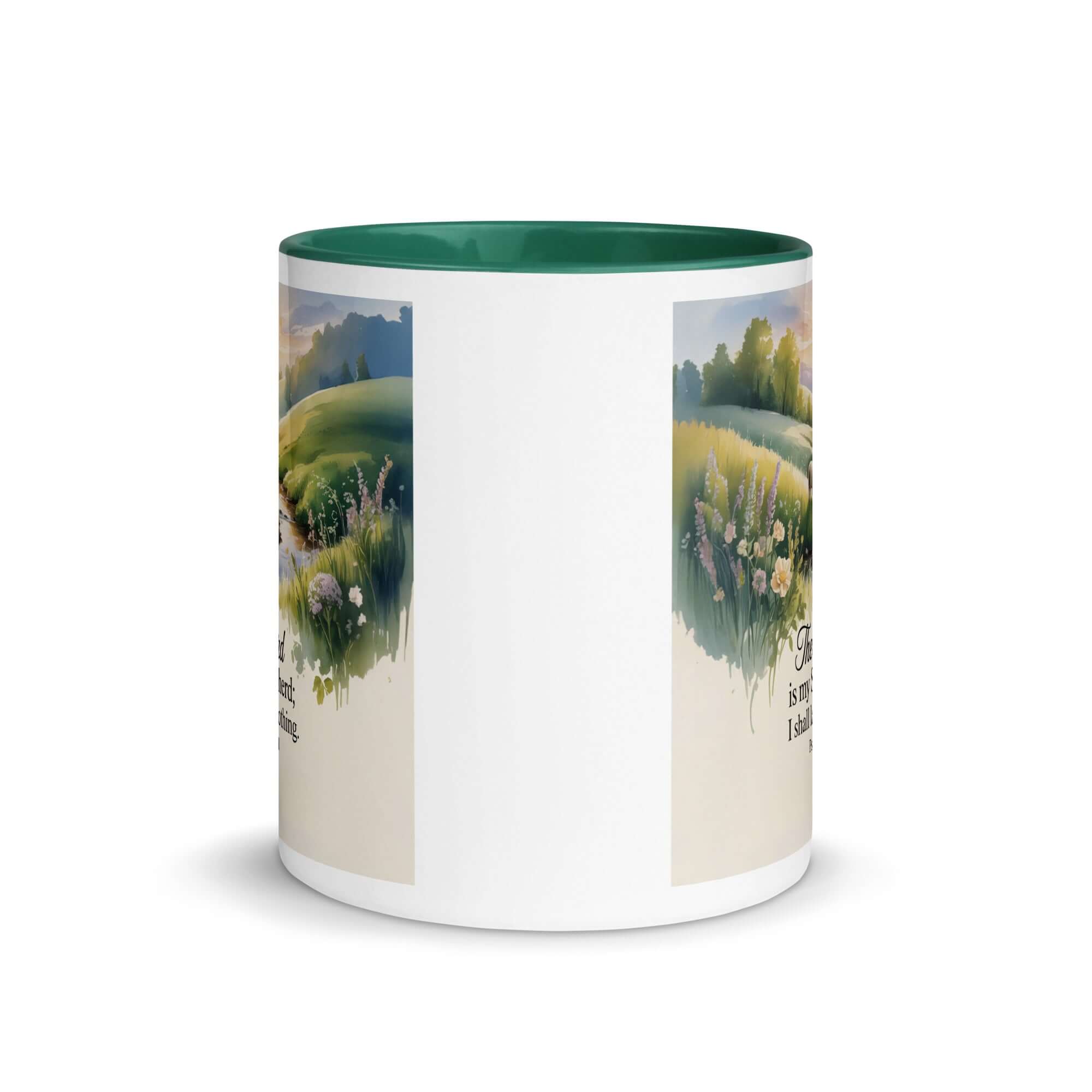 Psalm 23:1 Bible Verse, Lord White Ceramic Mug with Color Inside