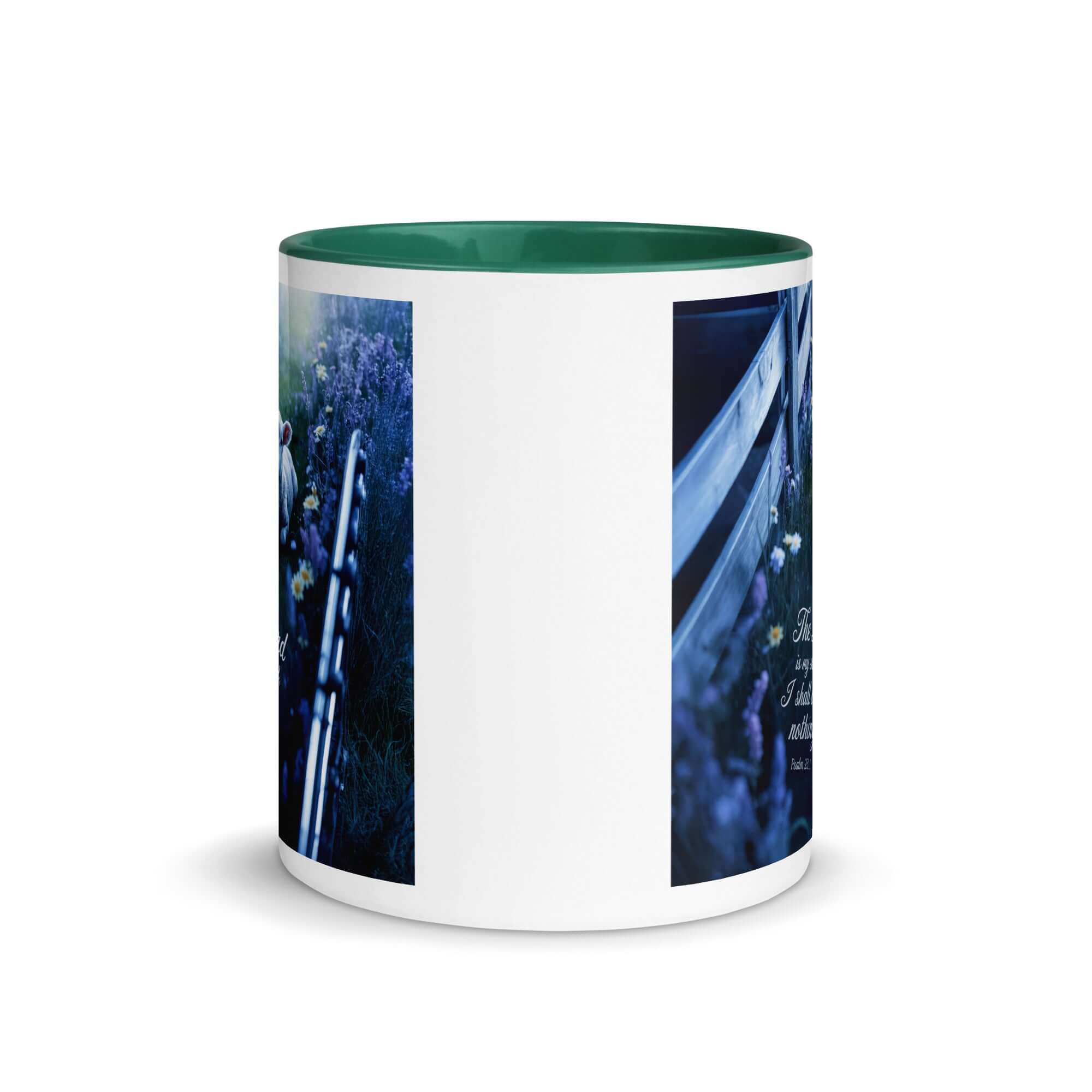 Psalm 23:1 Bible Verse, Shepherd White Ceramic Mug with Color Inside